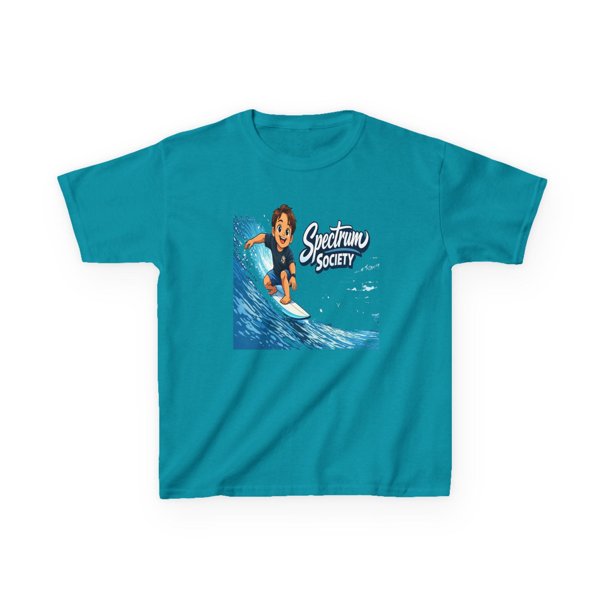 Kids Tee — 'Spectrum Society' Surfing Wave Graphic