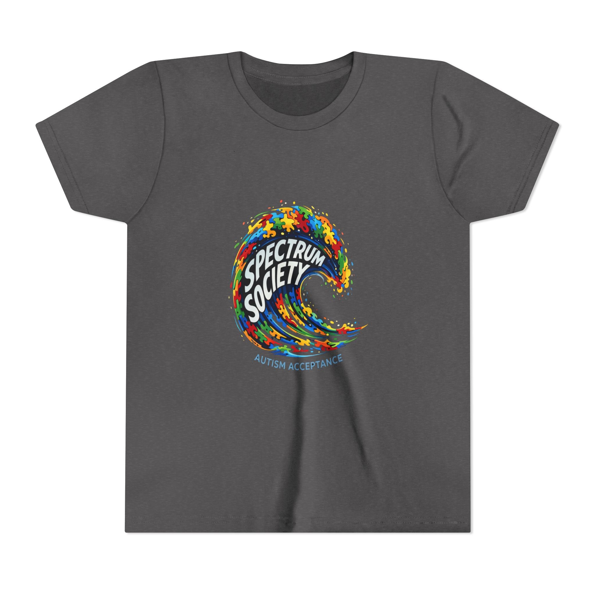 Youth Tee — 'Spectrum Society' Autism Acceptance Colorful Wave Shirt
