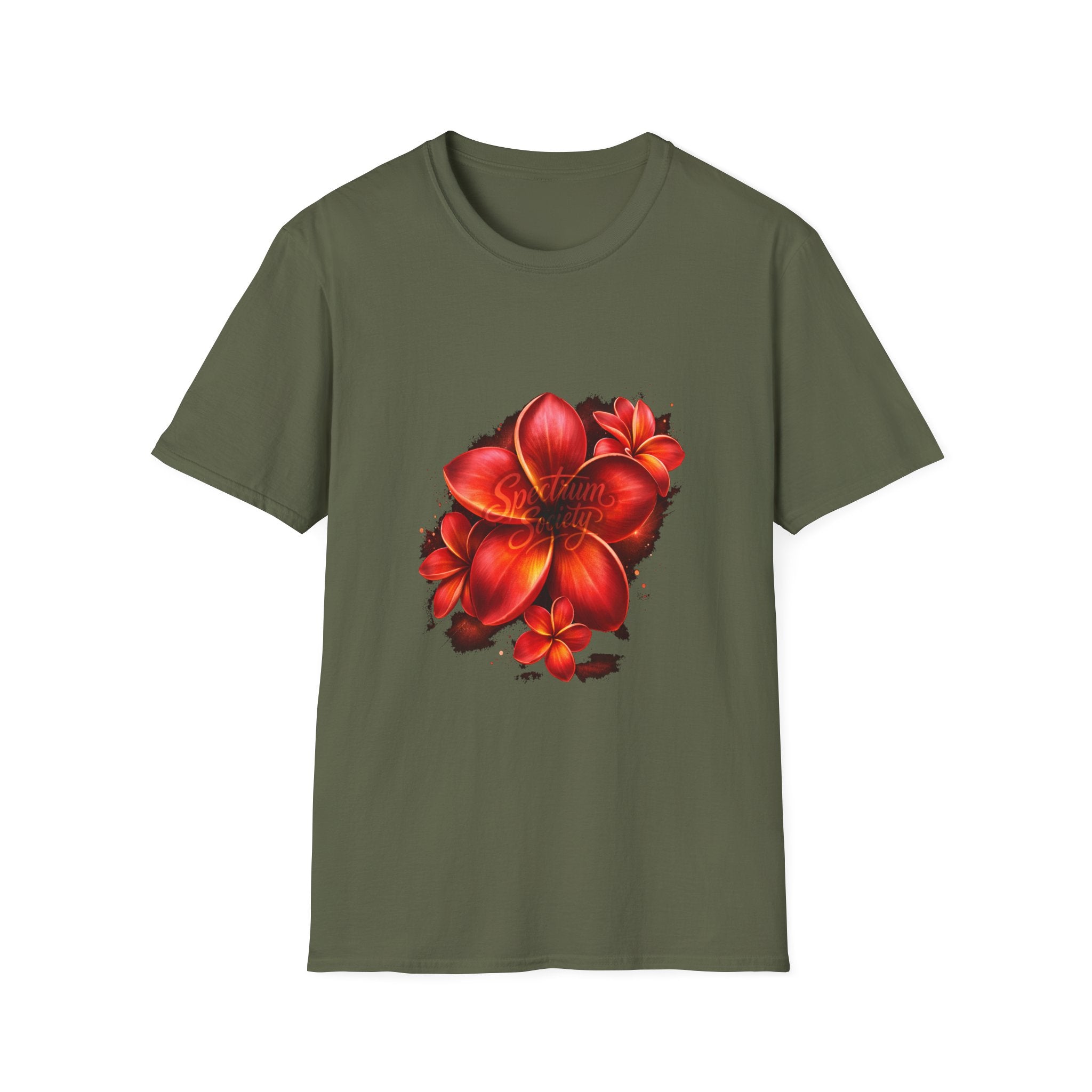 T-Shirt - Red Plumeria Floral Graphic Tee