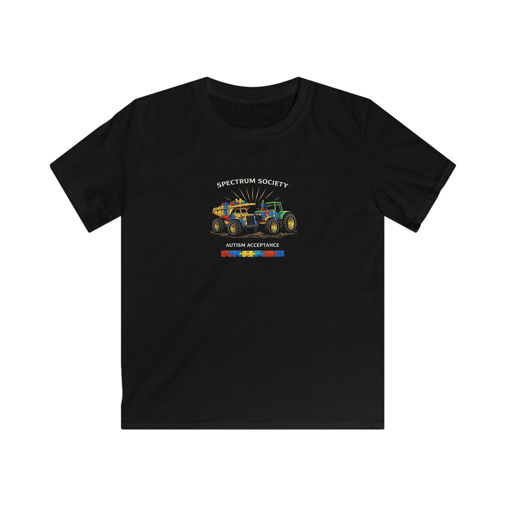 Kids Tractor T‑Shirt — Colorful Autism Awareness Puzzle Design