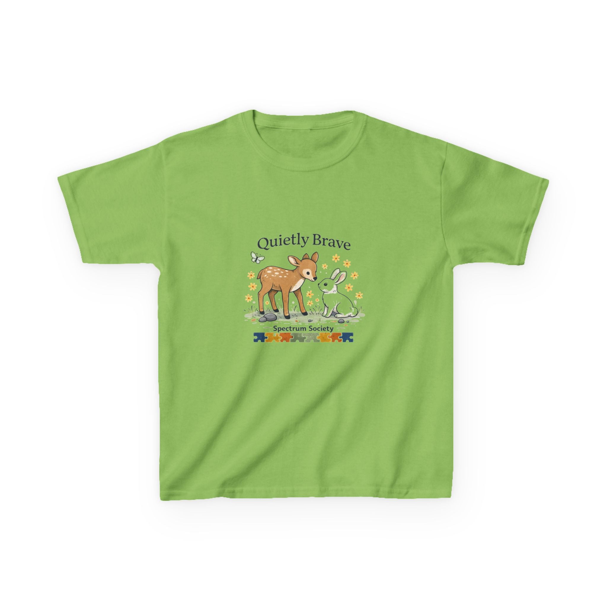 Kids Tee — "Quietly Brave" Woodland Deer Comfort Shirt