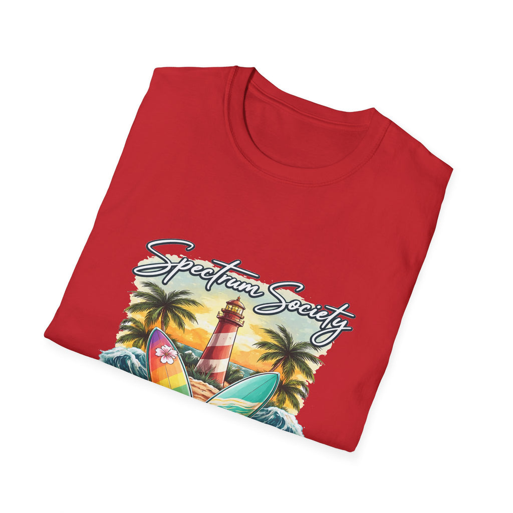 Autism Acceptance Surf Tee — Lighthouse & Surfboards Beach Graphic T-Shirt