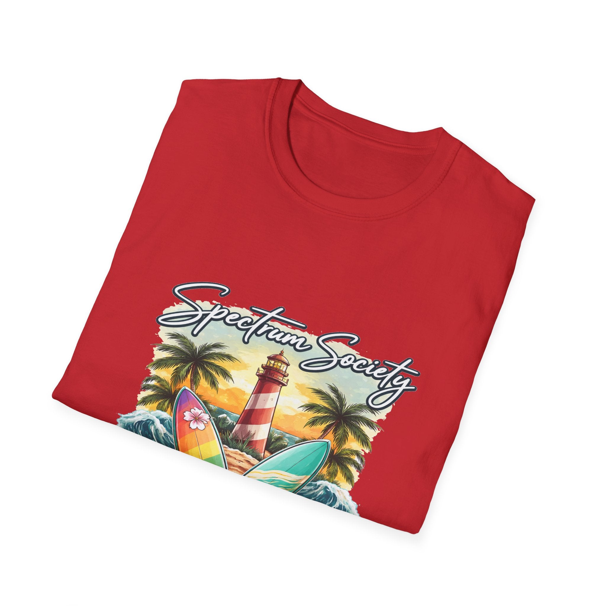 Autism Acceptance Surf Tee — Lighthouse & Surfboards Beach Graphic T-Shirt