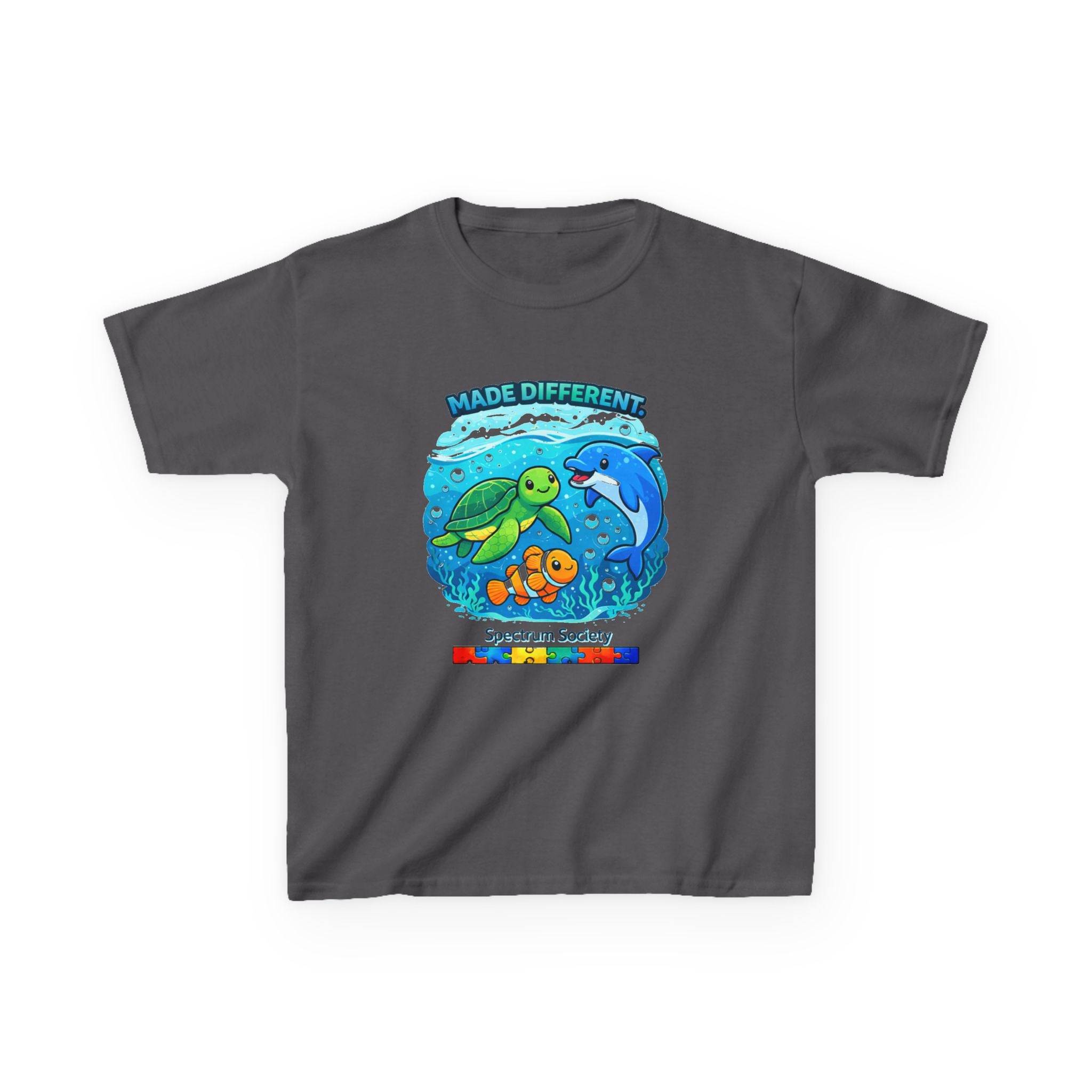 Kids Tee — "Made Different" Ocean Friends Autism Support Shirt