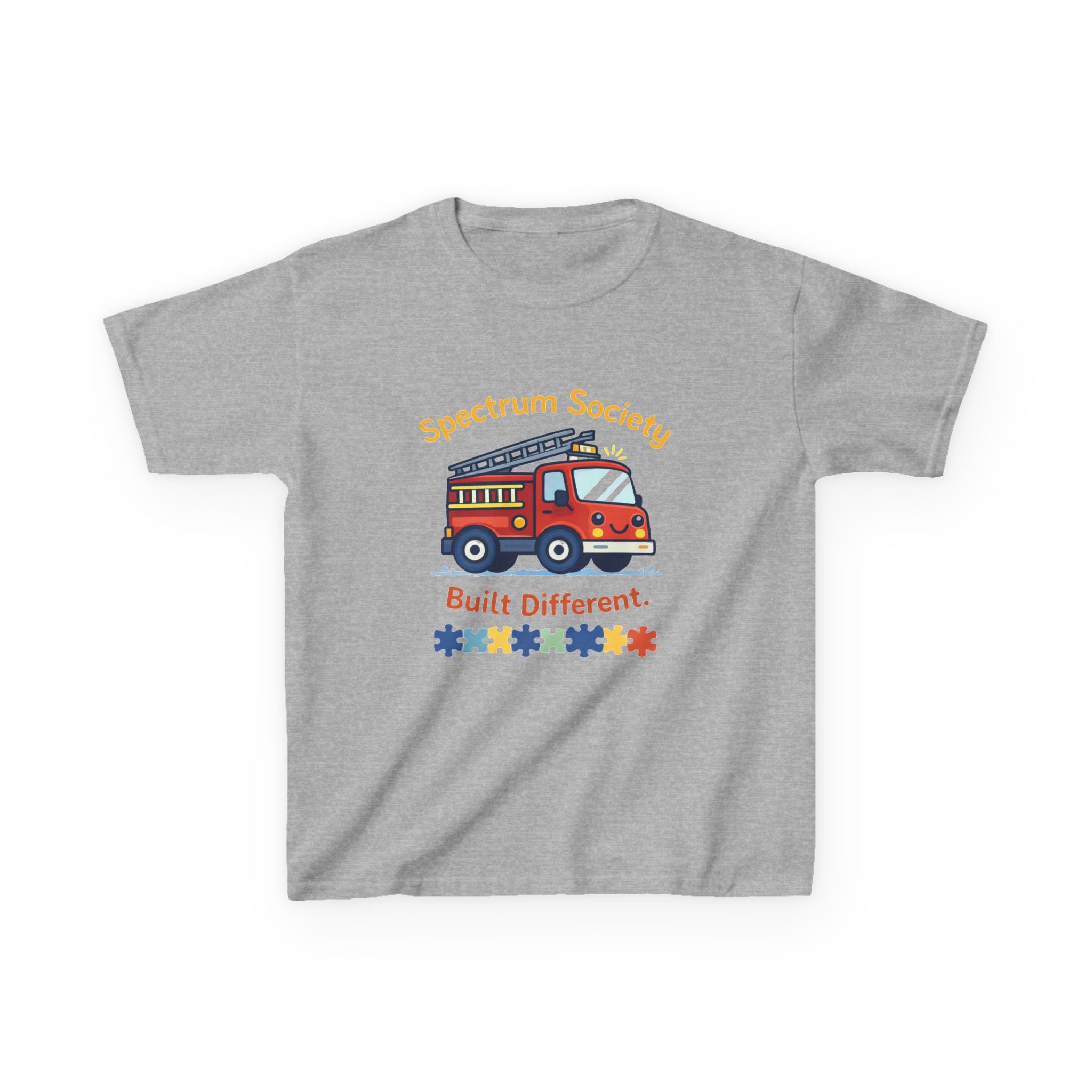 Kids T‑Shirt — "Spectrum Society: Built Different" Firetruck Graphic