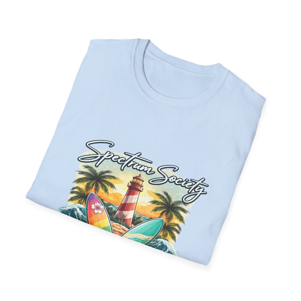 Autism Acceptance Surf Tee — Lighthouse & Surfboards Beach Graphic T-Shirt