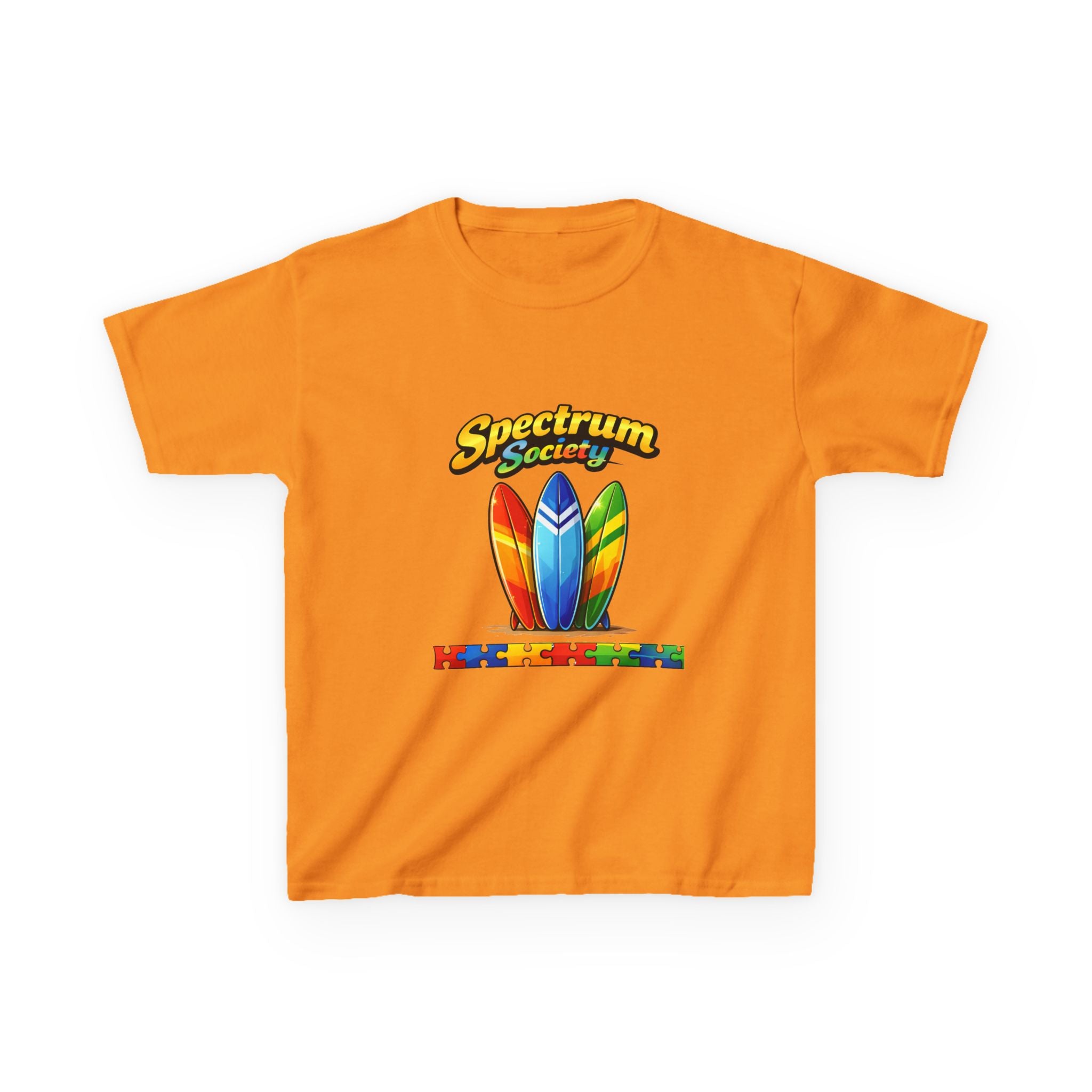 Kids Tee — 'Spectrum Society' Colorful Surfboard Autism Awareness Shirt