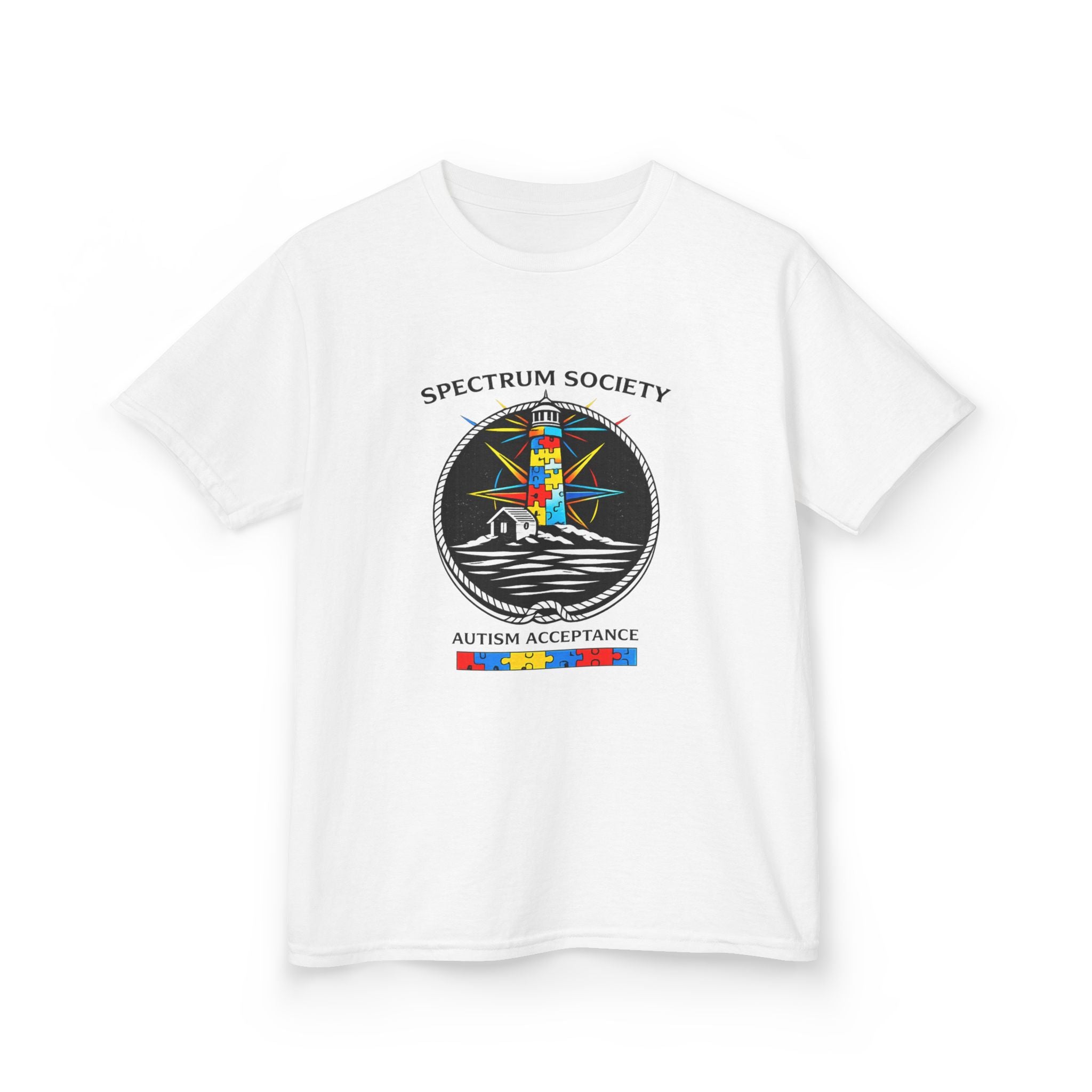 Kids T‑Shirt — Spectrum Society Autism Acceptance Lighthouse Design