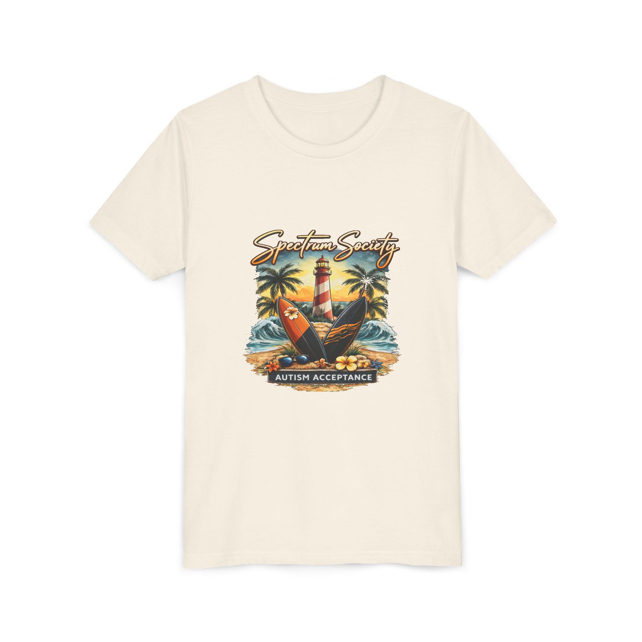 Youth Tee — 'Spectrum Society' Lighthouse Surf Autism Acceptance Shirt