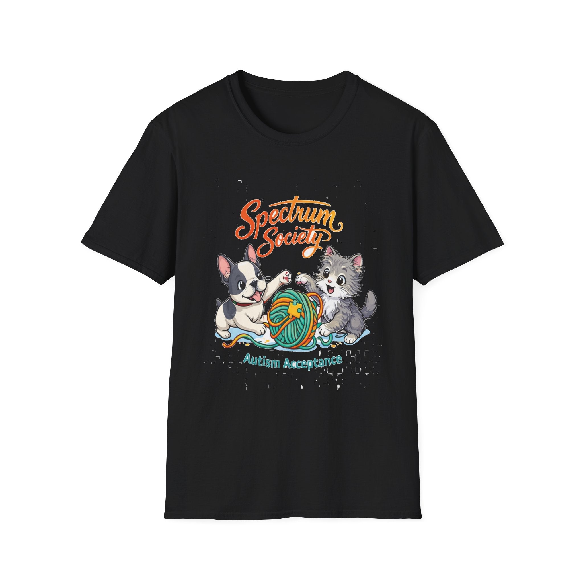 Autism Acceptance T-Shirt — 'Spectrum Society' Cute Cat & Dog Design