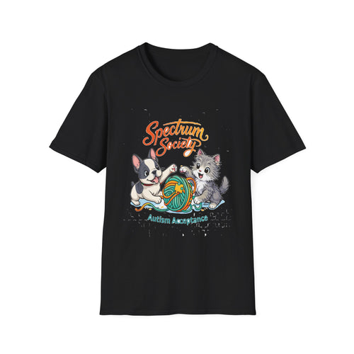 Autism Acceptance T-Shirt — 'Spectrum Society' Cute Cat & Dog Design
