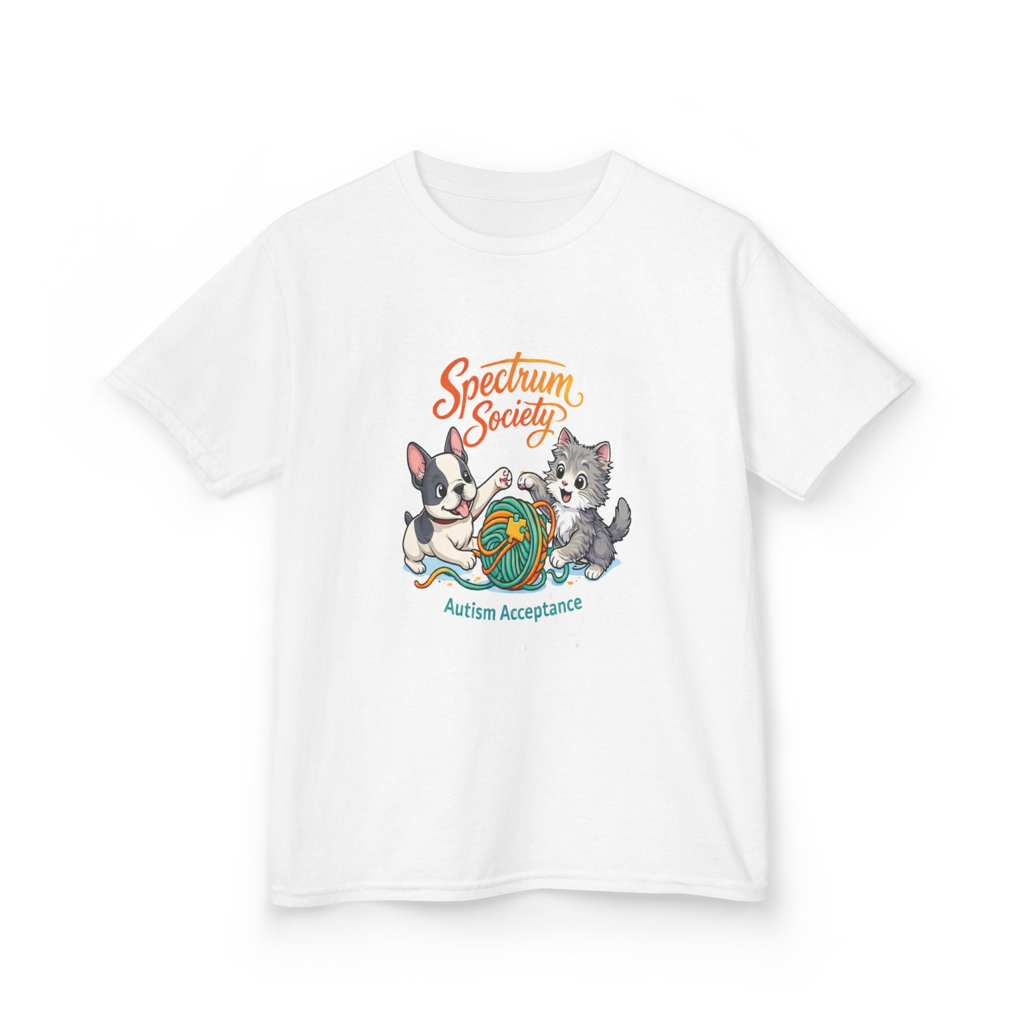Kids Tee — "Spectrum Society" Autism Acceptance Cute Dogs Graphic