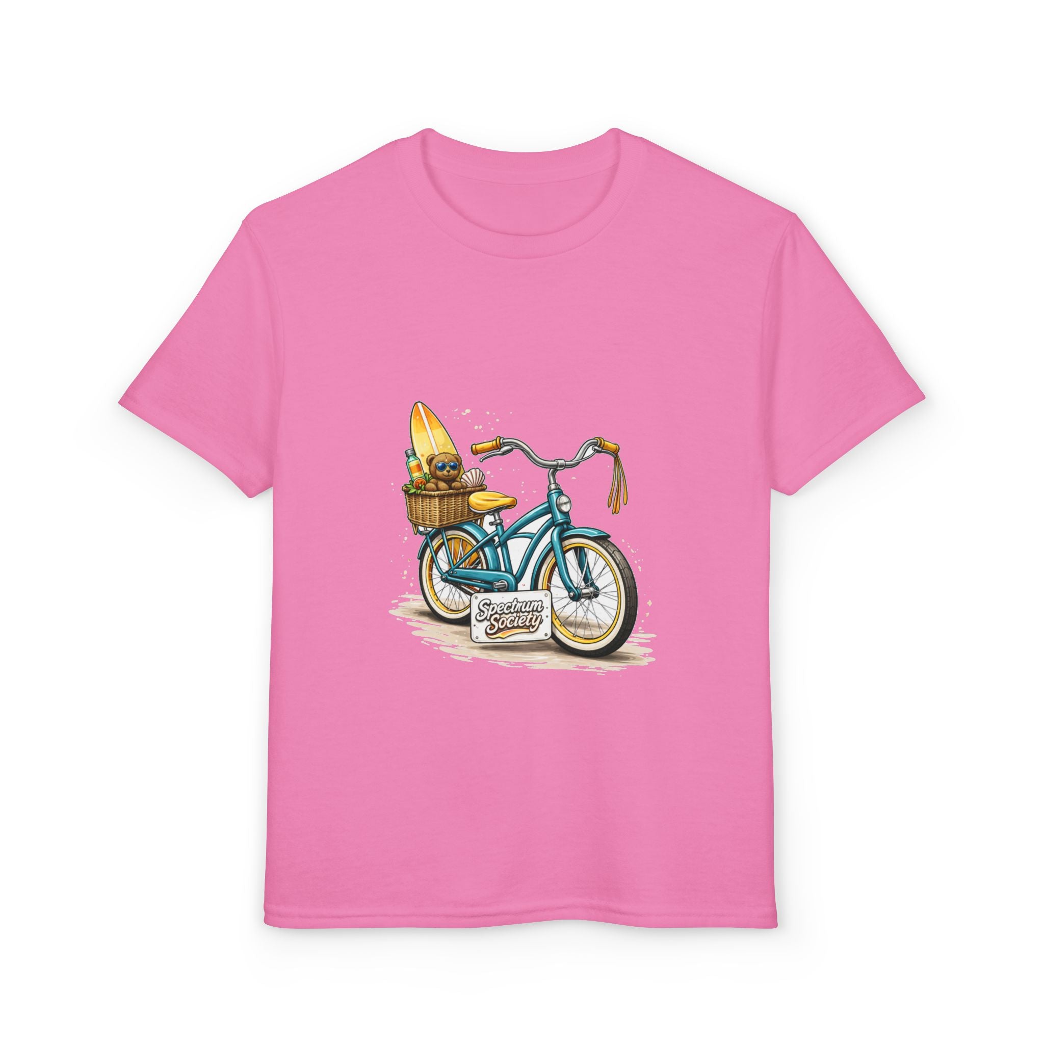Kids Surfboard Bike T-Shirt – Cute Beach Cruiser Graphic for Youth