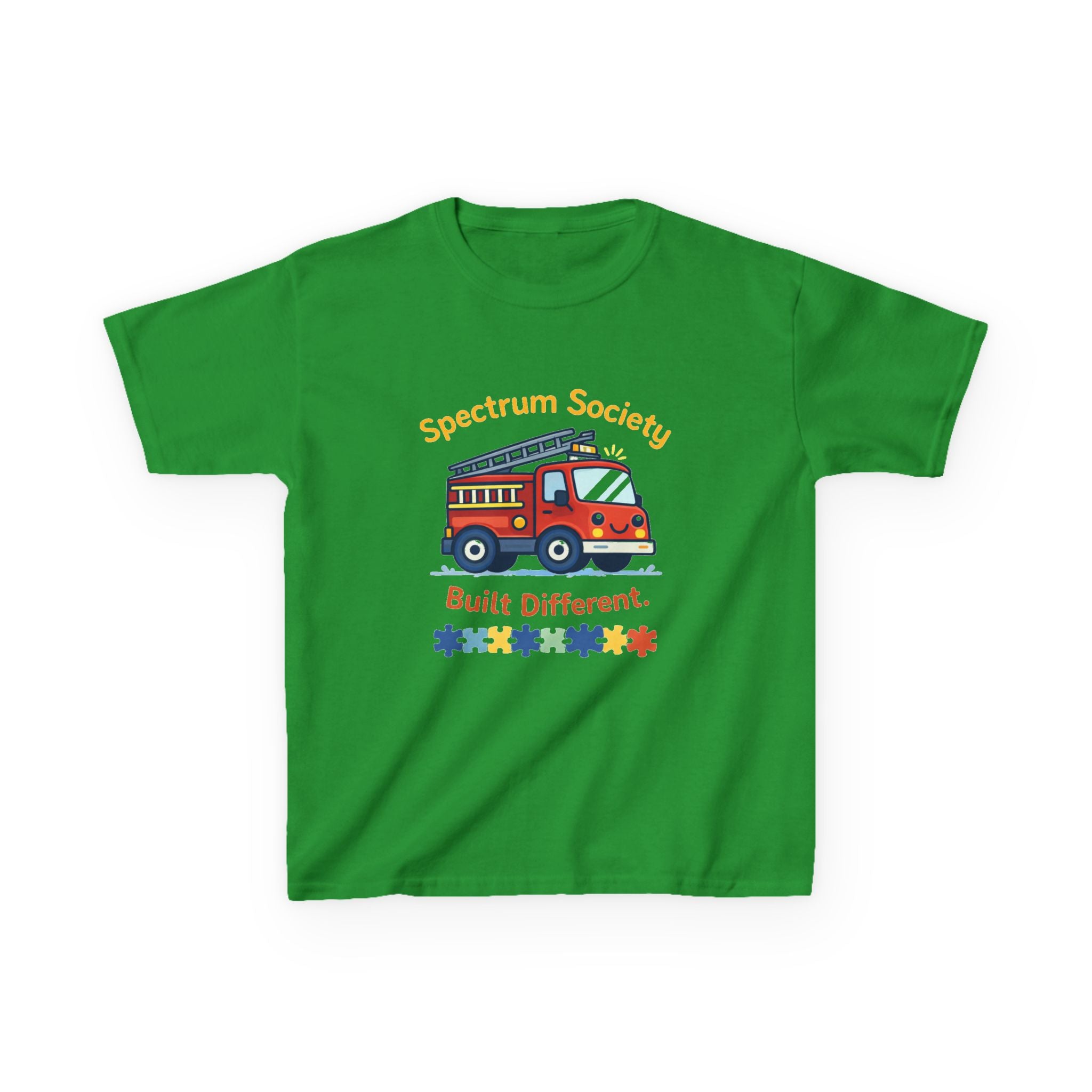 Kids T‑Shirt — "Spectrum Society: Built Different" Firetruck Graphic