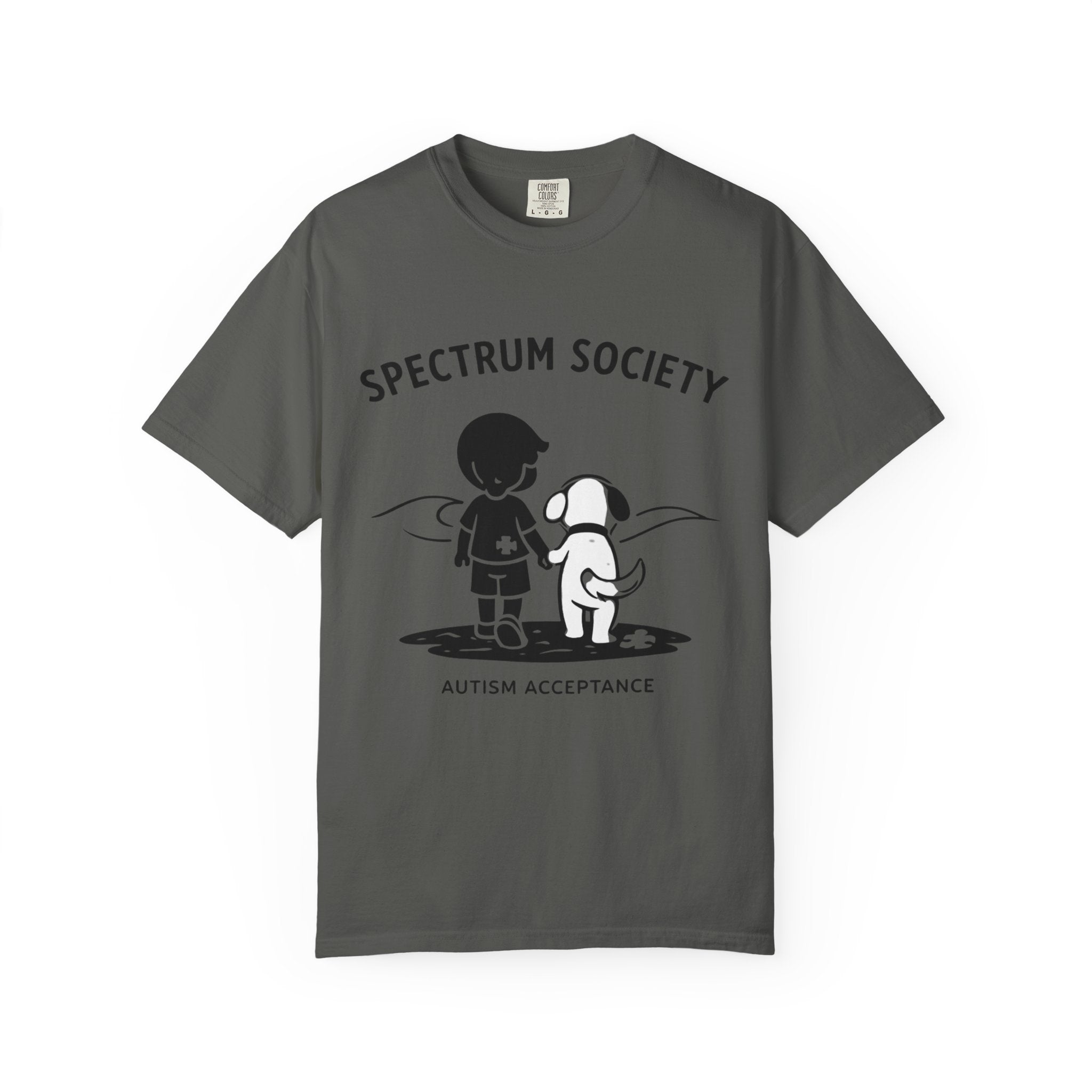 Spectrum Society T-Shirt — Autism Acceptance Tee with Child & Dog Graphic