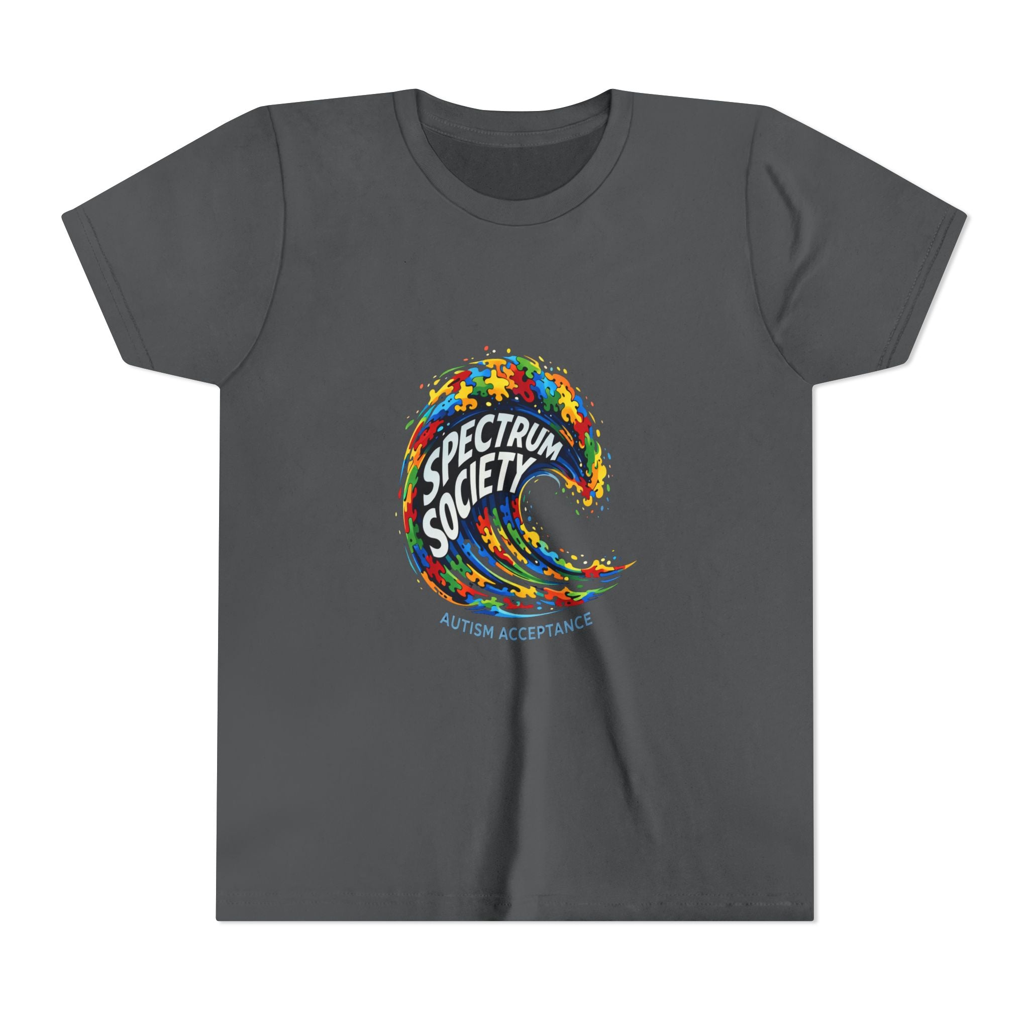 Youth Tee — 'Spectrum Society' Autism Acceptance Colorful Wave Shirt