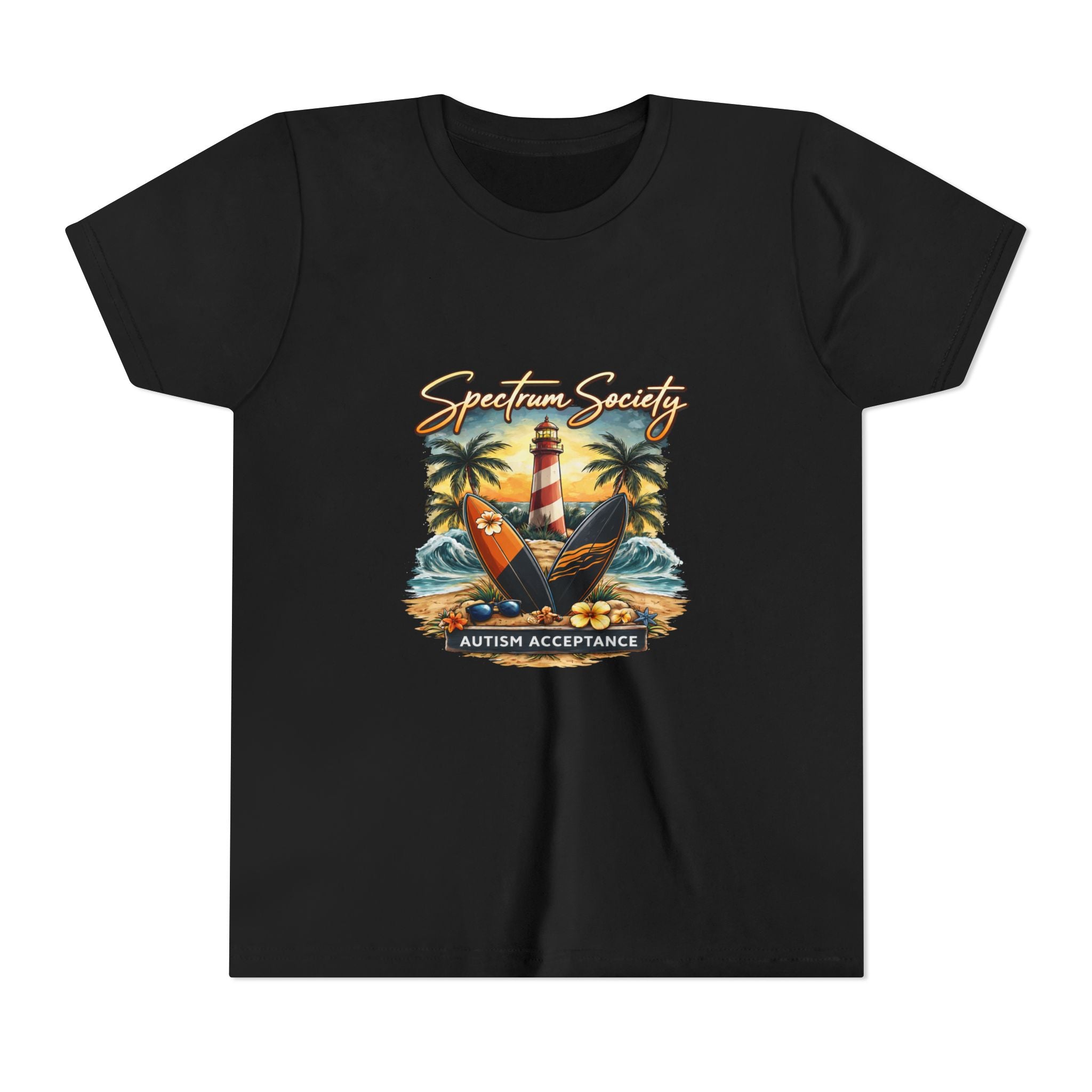 Youth Tee — 'Spectrum Society' Lighthouse Surf Autism Acceptance Shirt