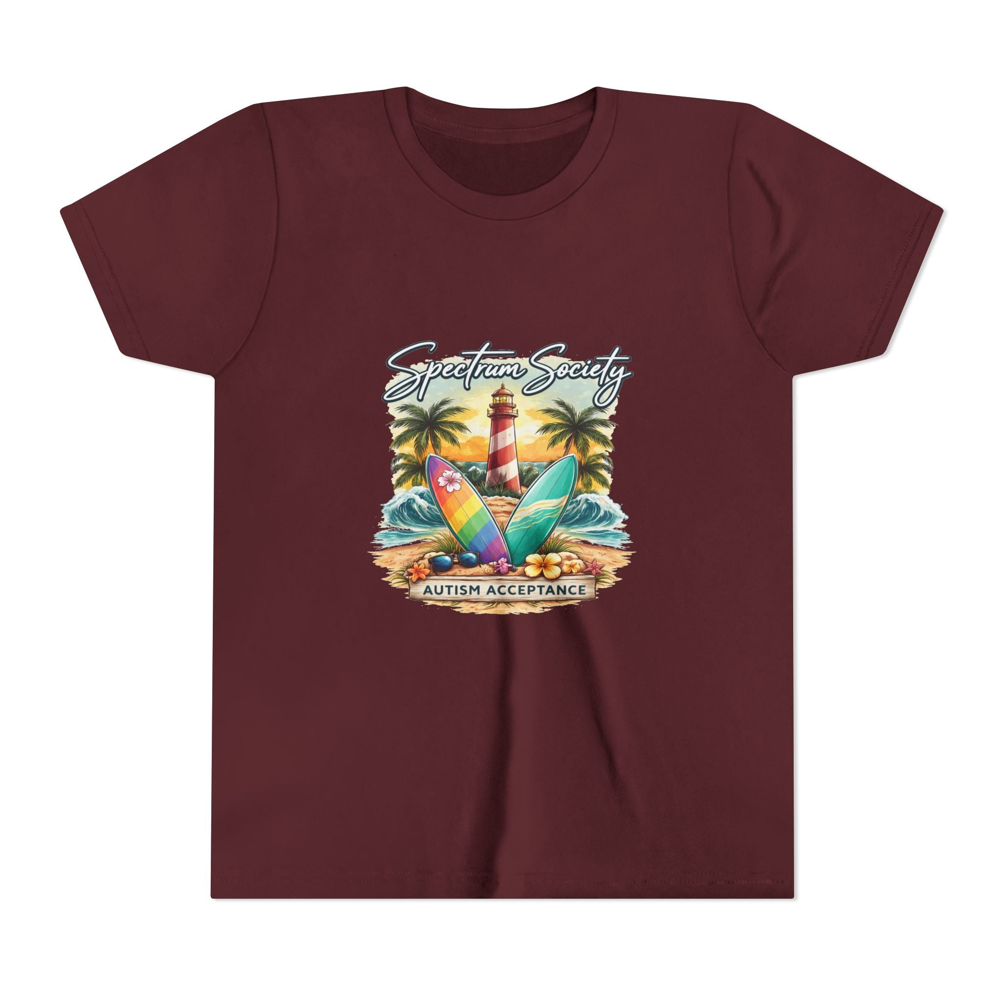 Youth Tee — 'Spectrum Society' Autism Acceptance Surfboard Design