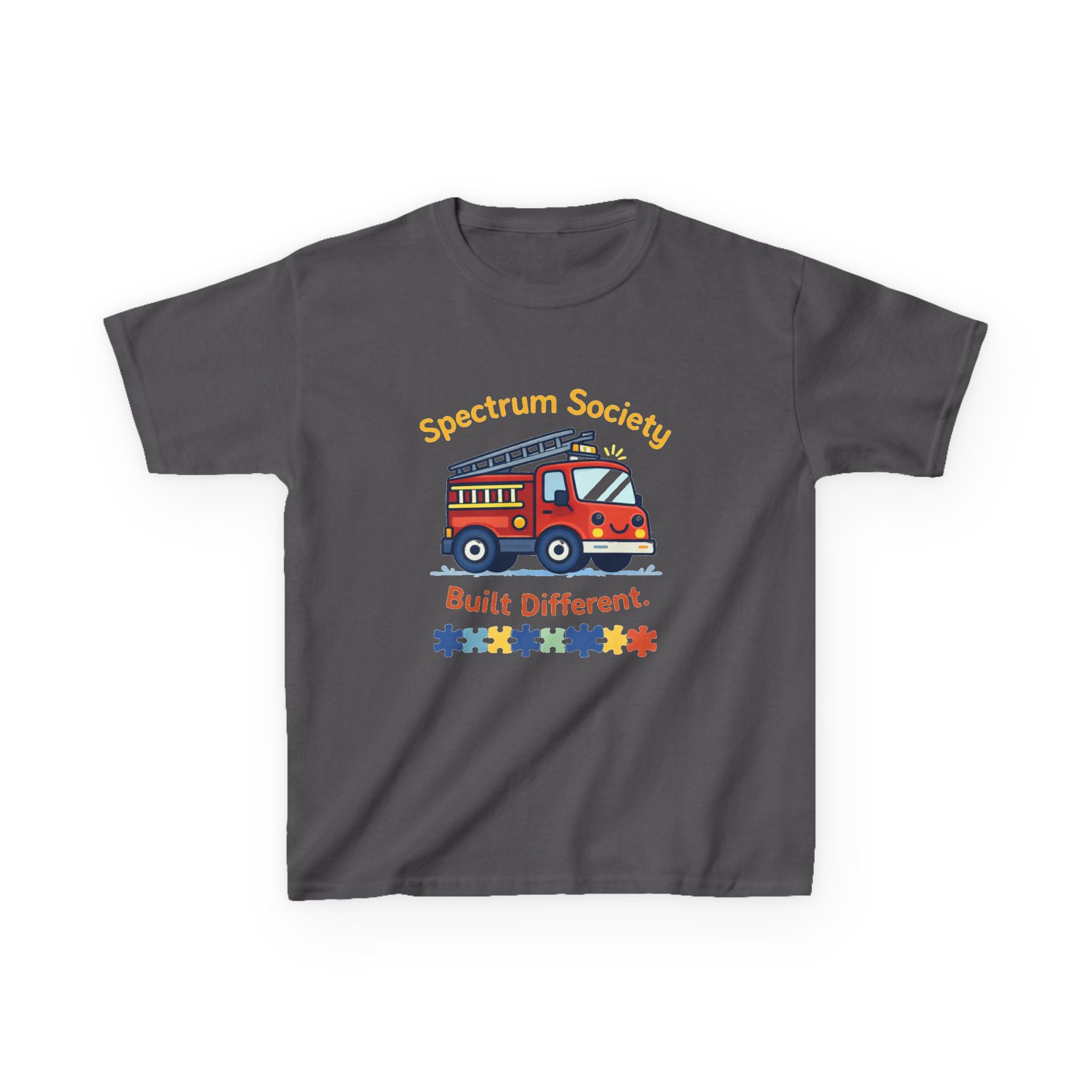 Kids T‑Shirt — "Spectrum Society: Built Different" Firetruck Graphic