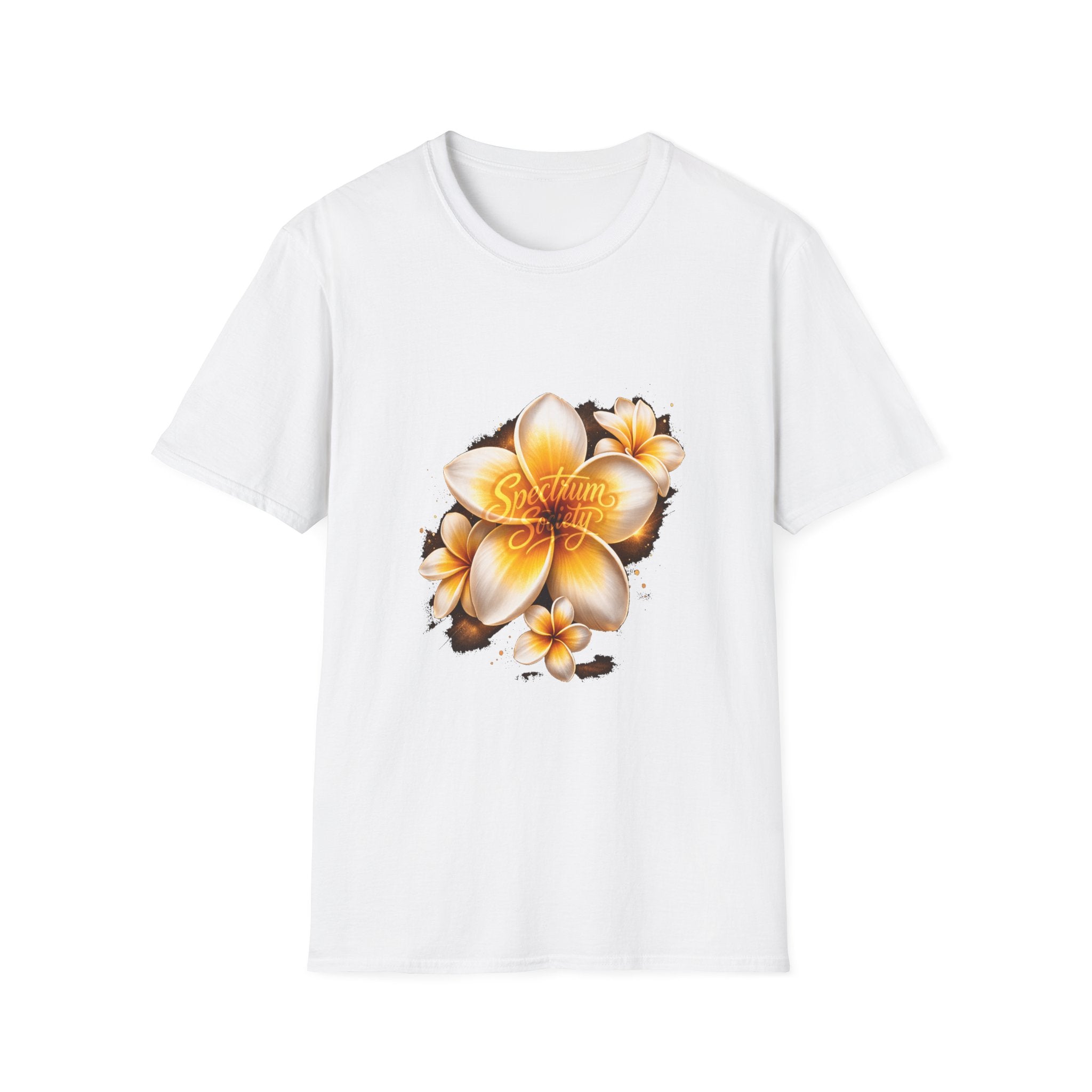 Plumeria Floral T-Shirt — Tropical Yellow Frangipani Design