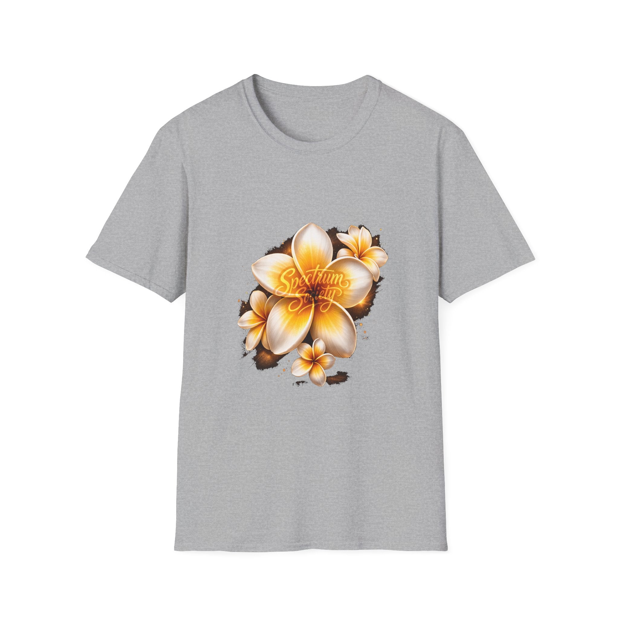 Plumeria Floral T-Shirt — Tropical Yellow Frangipani Design