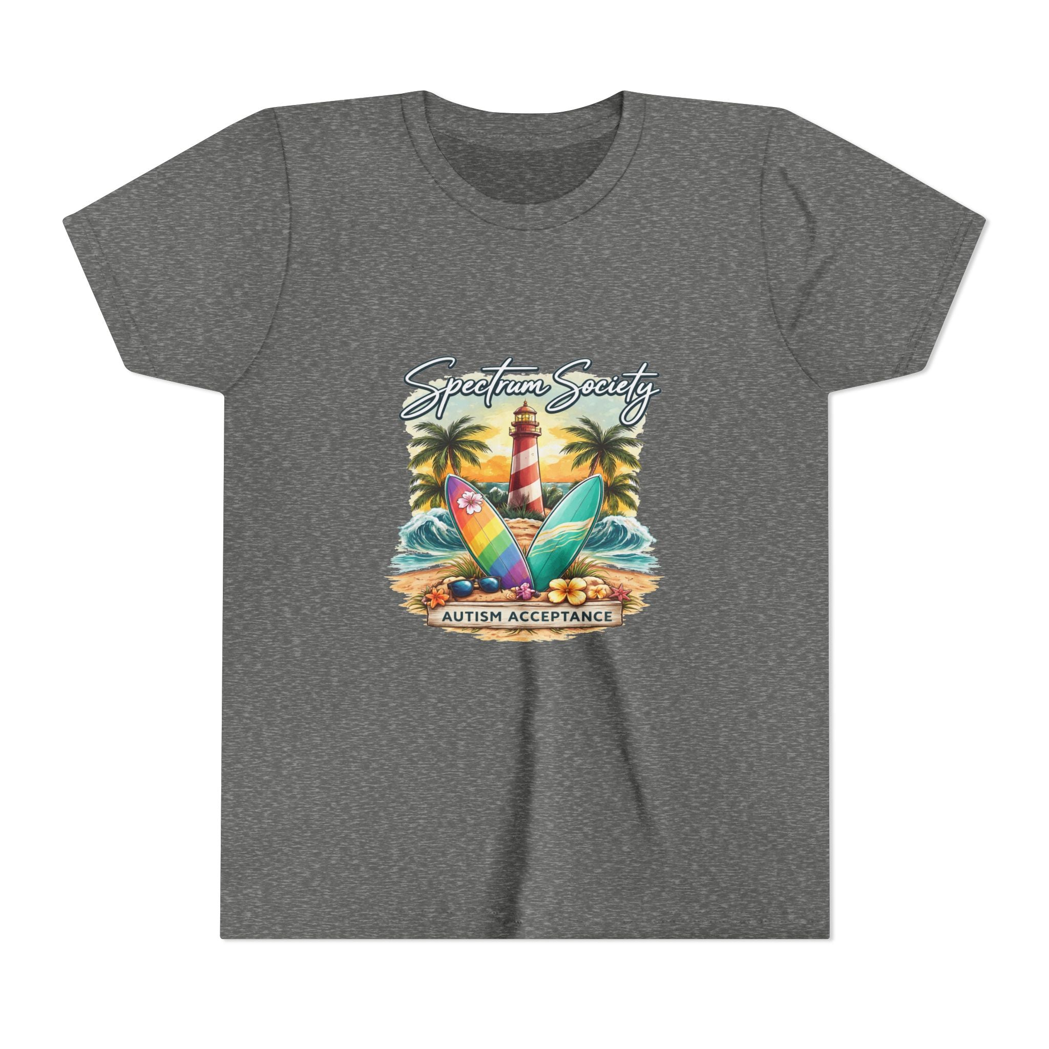 Youth Tee — 'Spectrum Society' Autism Acceptance Surfboard Design