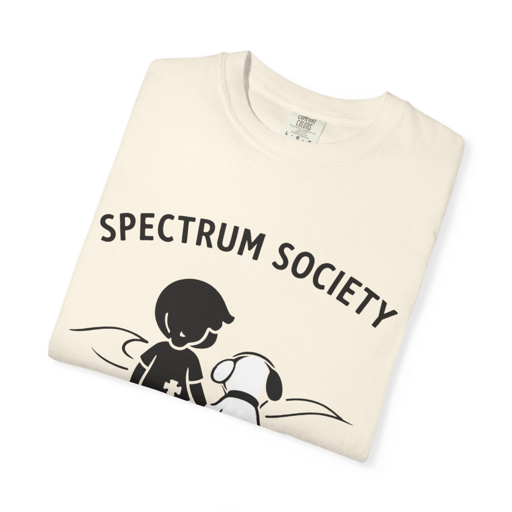 Spectrum Society T-Shirt — Autism Acceptance Tee with Child & Dog Graphic