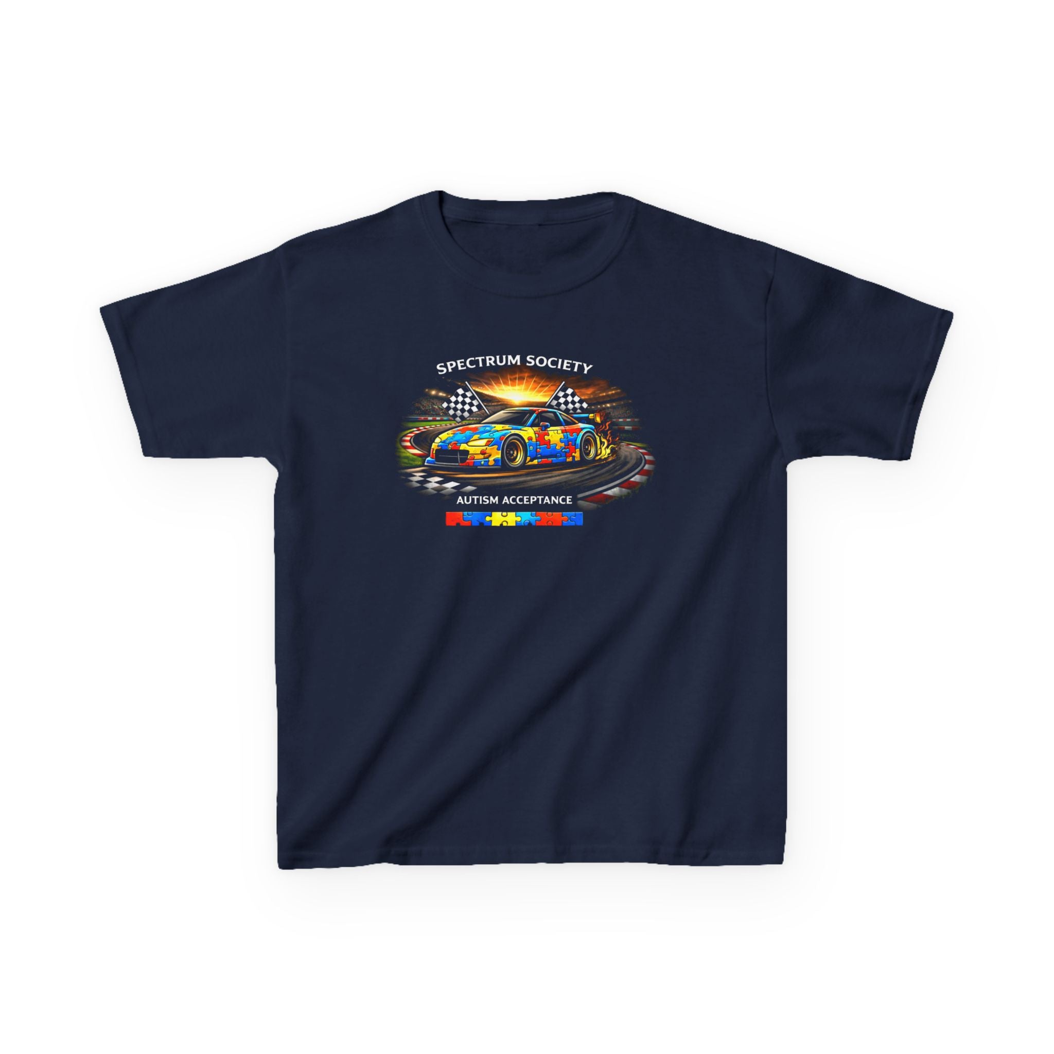 Kids Tee — Spectrum Society Autism Acceptance Rainbow Car Design