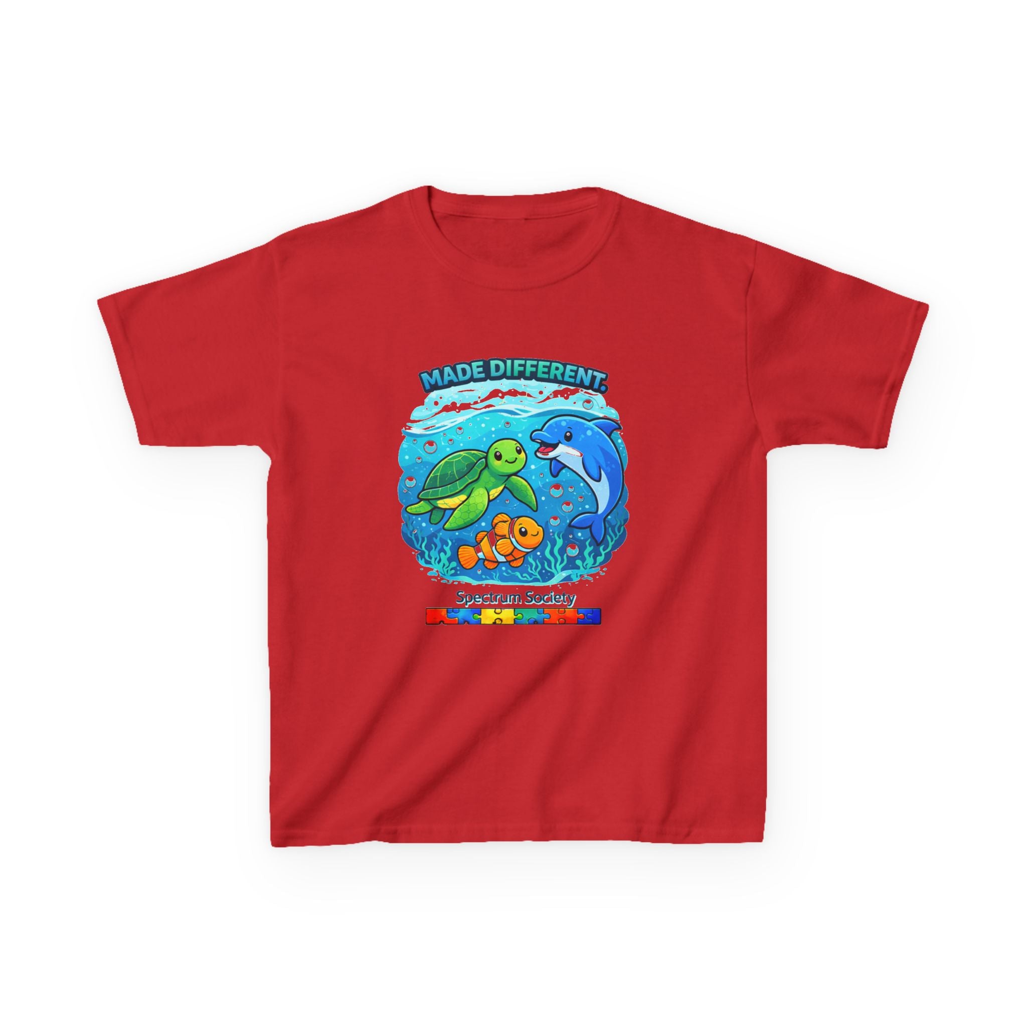 Kids Tee — "Made Different" Ocean Friends Autism Support Shirt