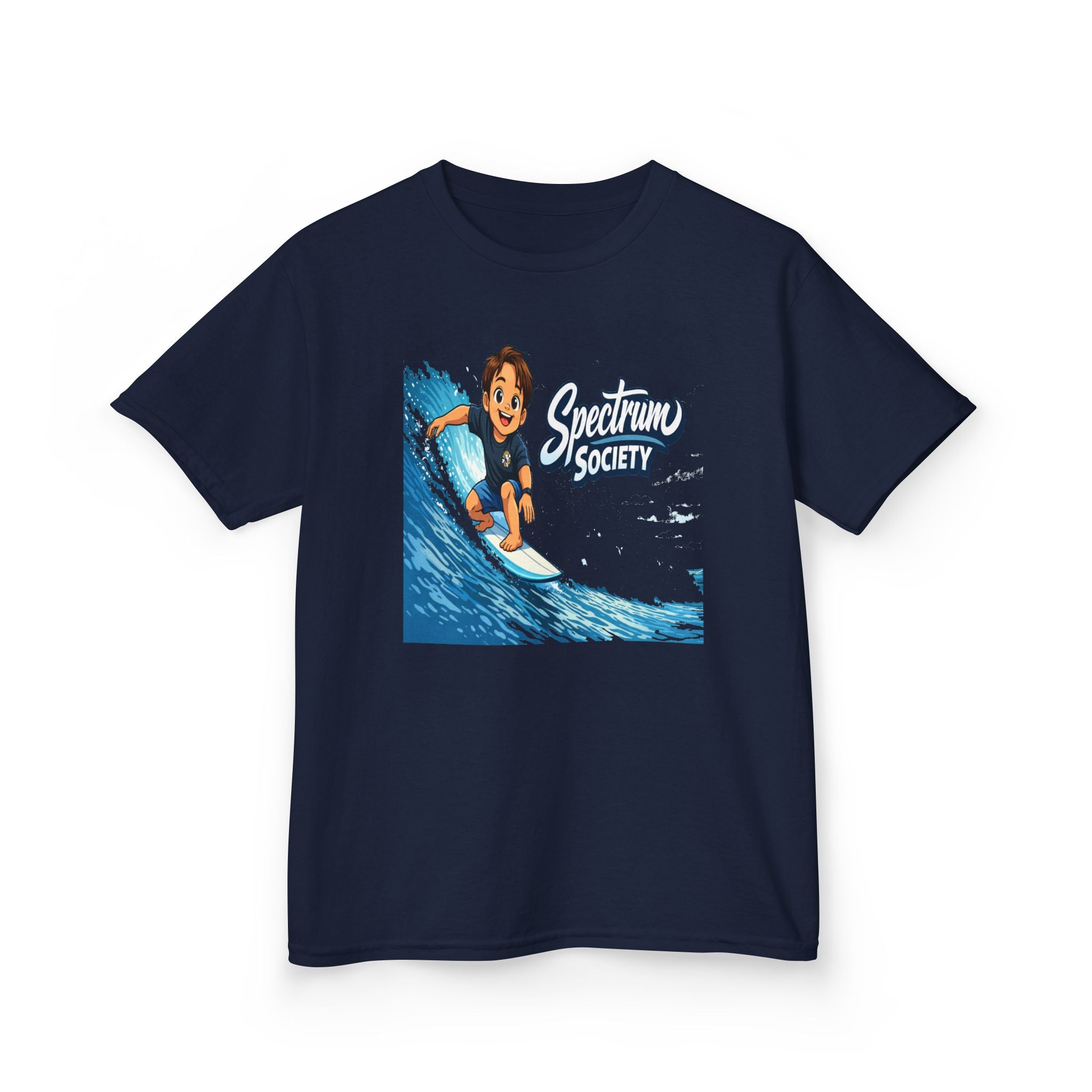 Kids Tee — 'Spectrum Society' Surfing Wave Graphic