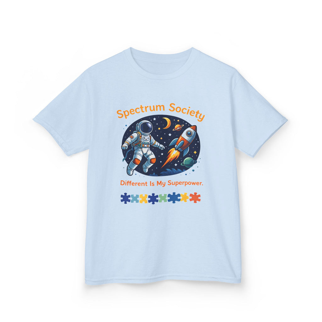 Kids Tee — "Spectrum Society: Different Is My Superpower" Space Astronaut Design