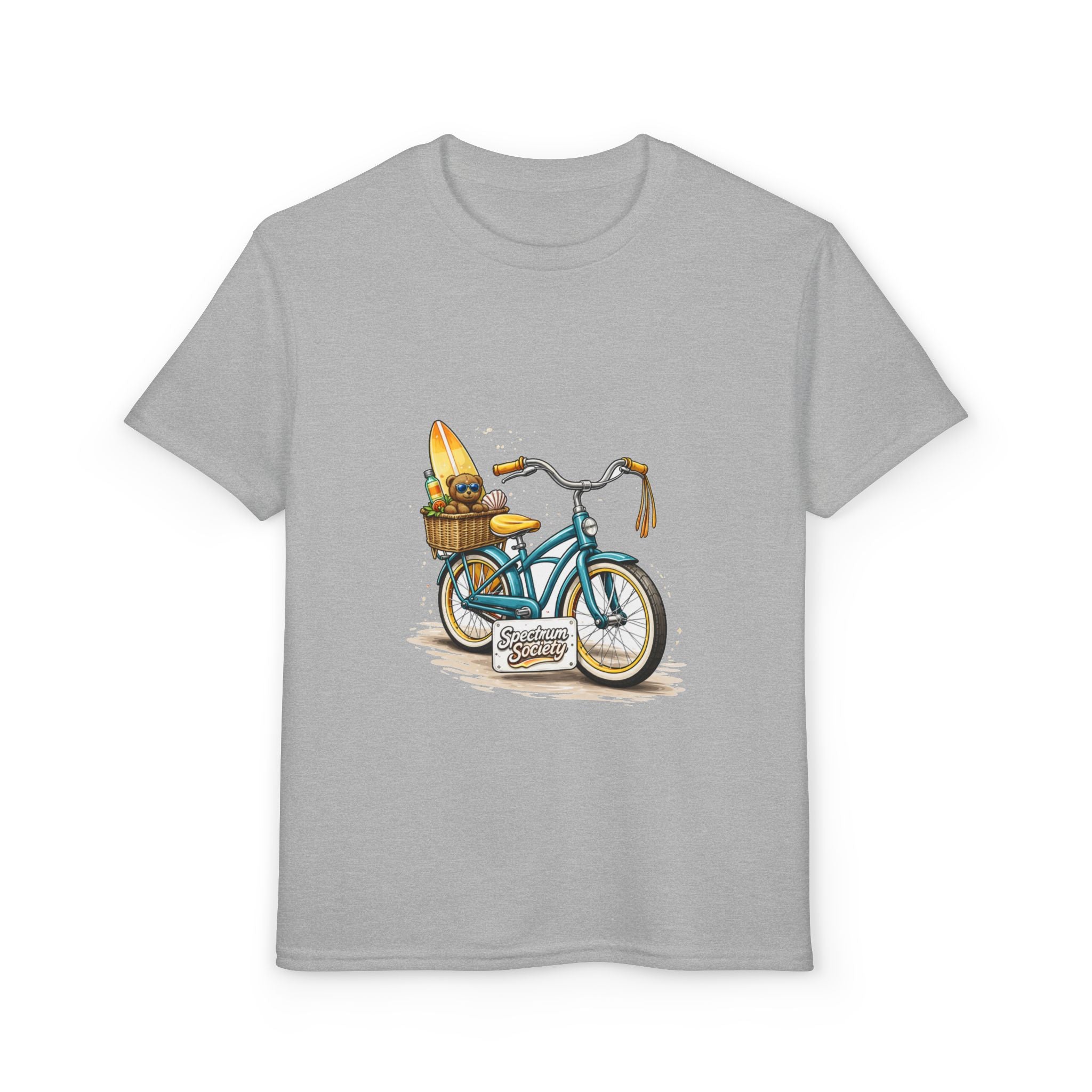Kids Surfboard Bike T-Shirt – Cute Beach Cruiser Graphic for Youth