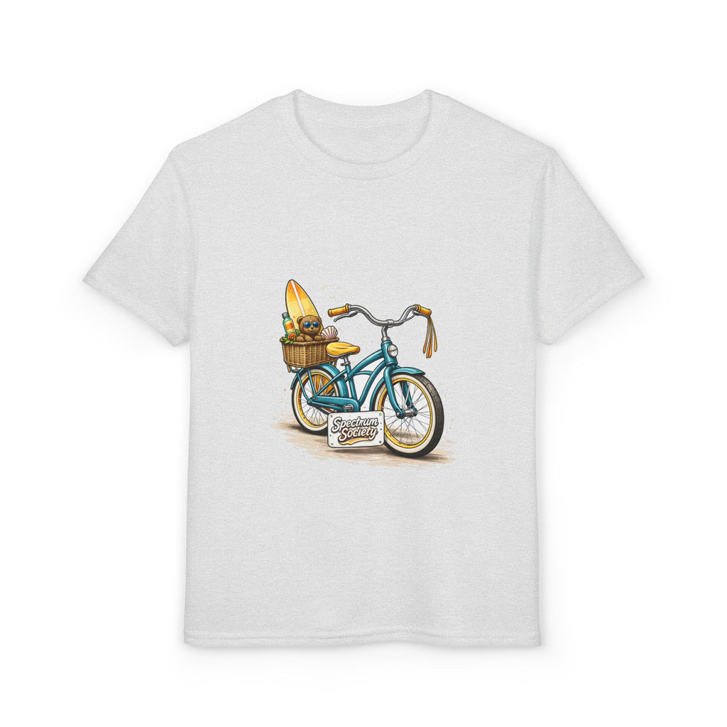 Kids Surfboard Bike T-Shirt – Cute Beach Cruiser Graphic for Youth