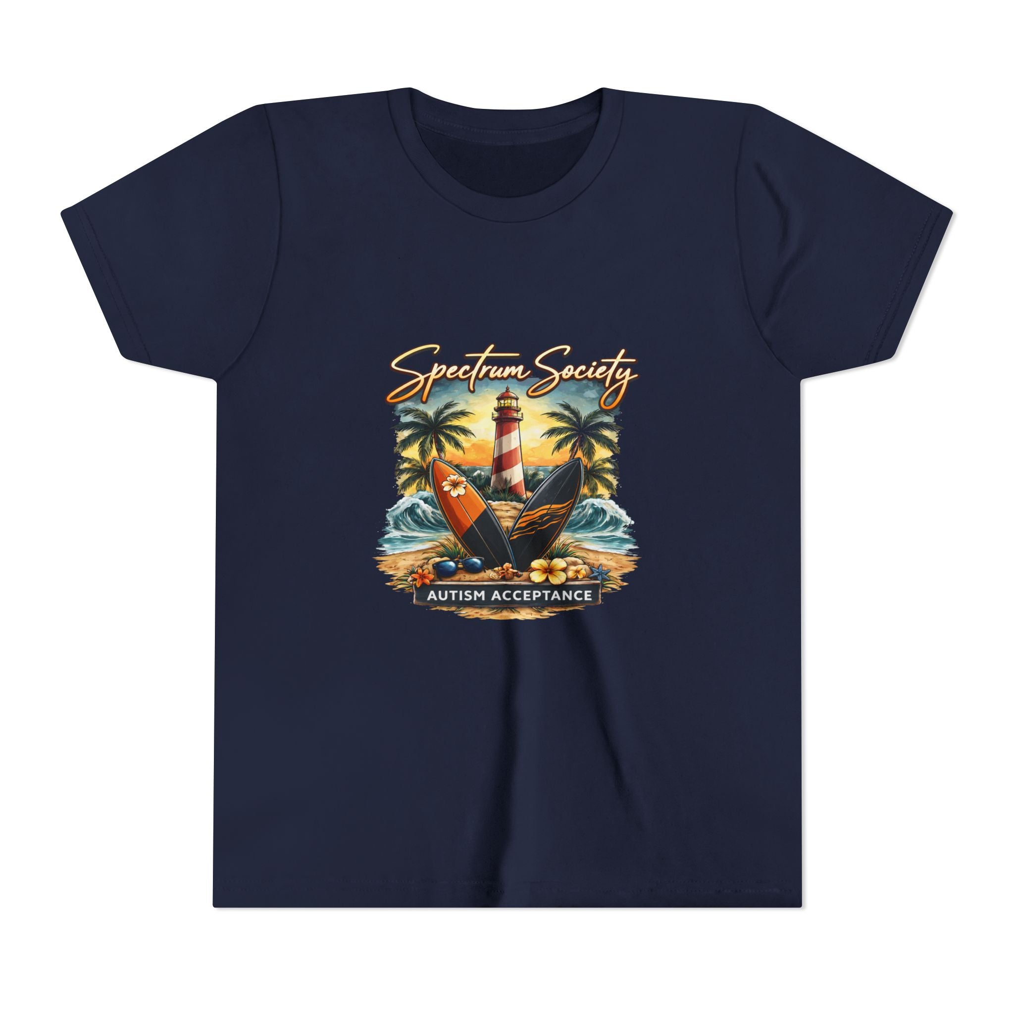 Youth Tee — 'Spectrum Society' Lighthouse Surf Autism Acceptance Shirt