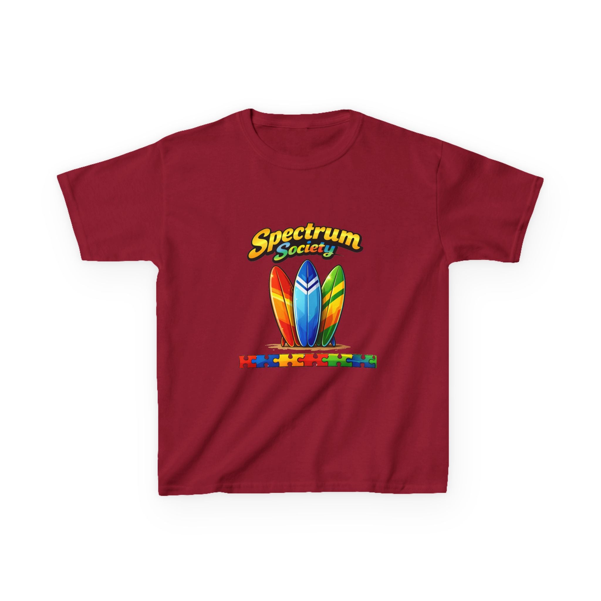 Kids Tee — 'Spectrum Society' Colorful Surfboard Autism Awareness Shirt