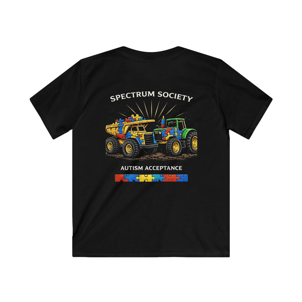 Kids Tractor T‑Shirt — Colorful Autism Awareness Puzzle Design