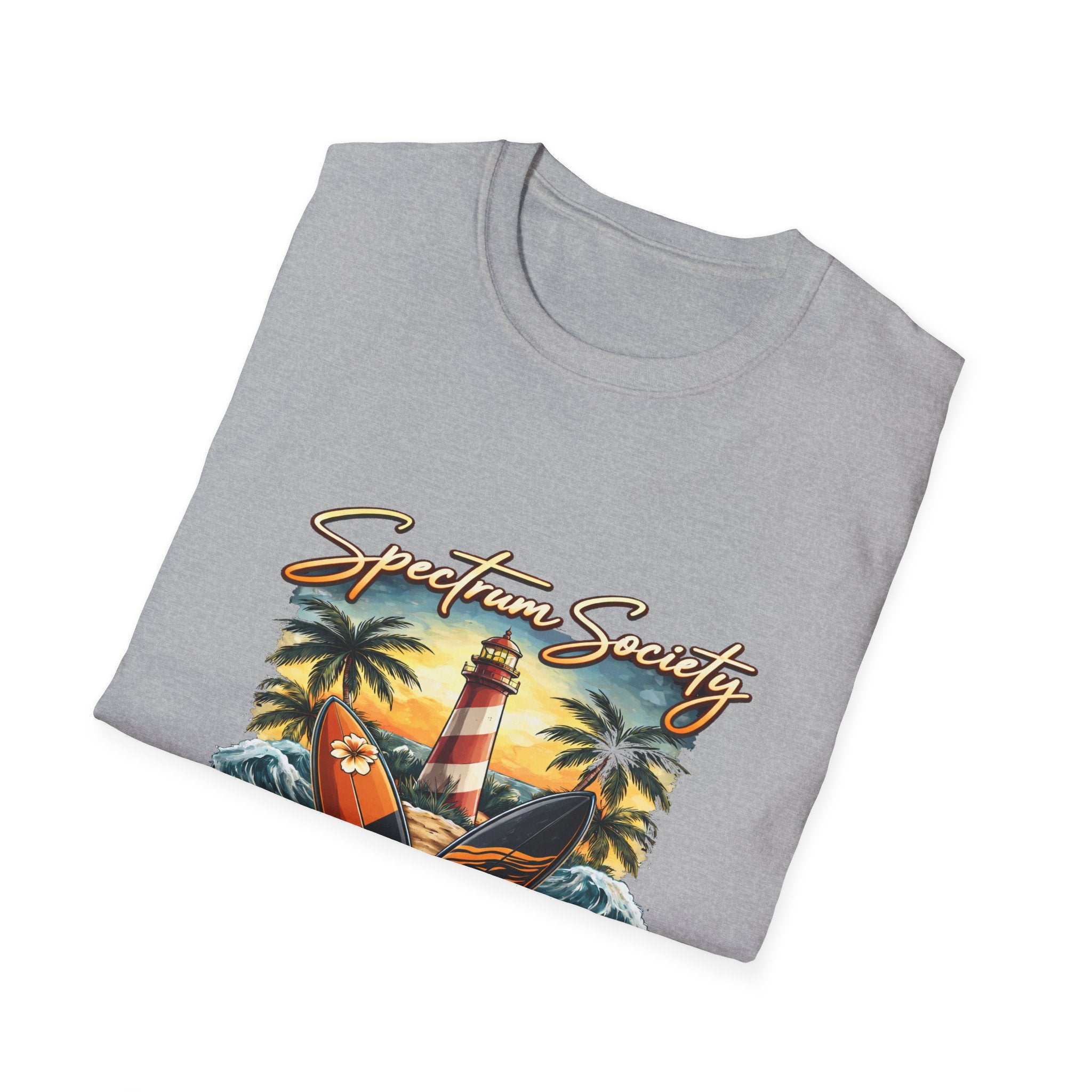 Autism Acceptance 'Spectrum Society' Beach T‑Shirt — Lighthouse & Surf Design