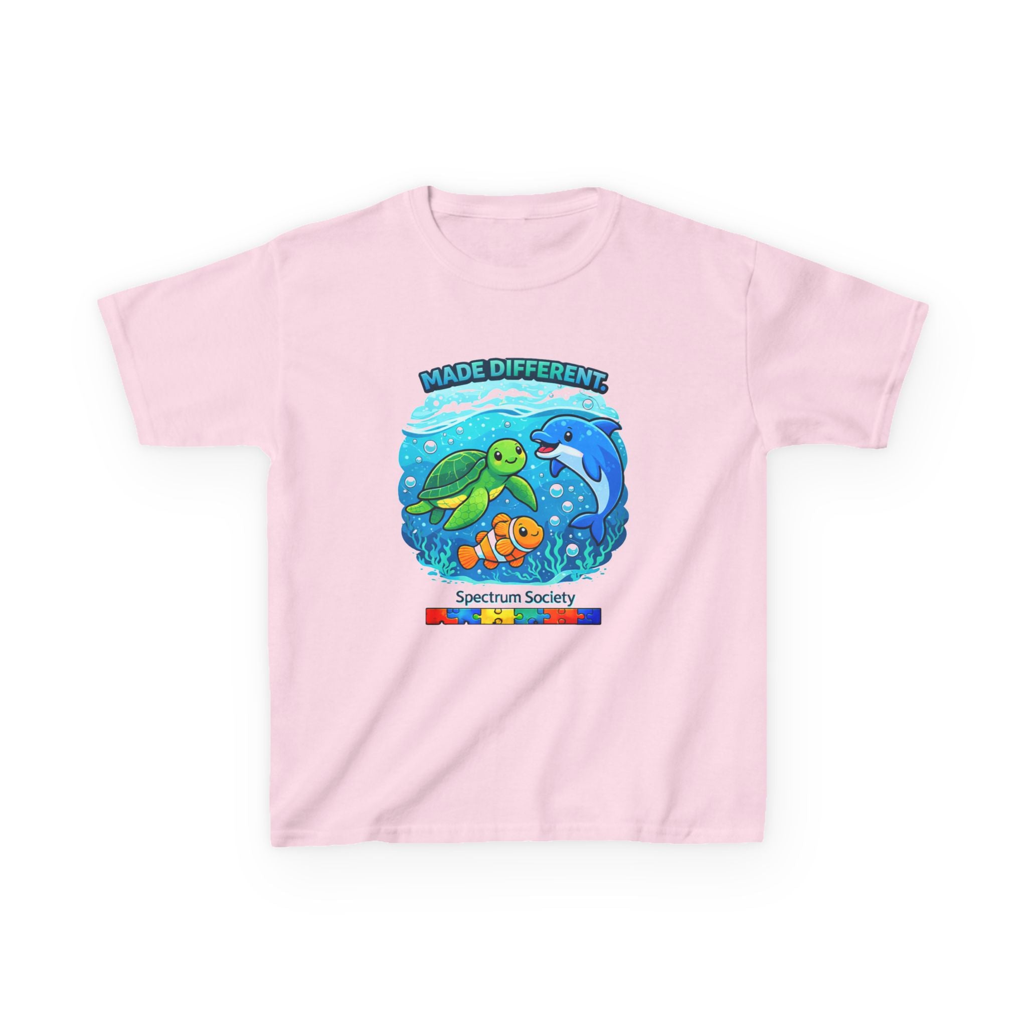 Kids Tee — "Made Different" Ocean Friends Autism Support Shirt