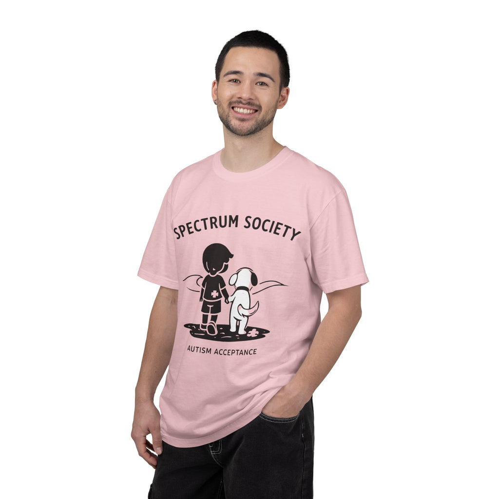 Spectrum Society T-Shirt — Autism Acceptance Tee with Child & Dog Graphic