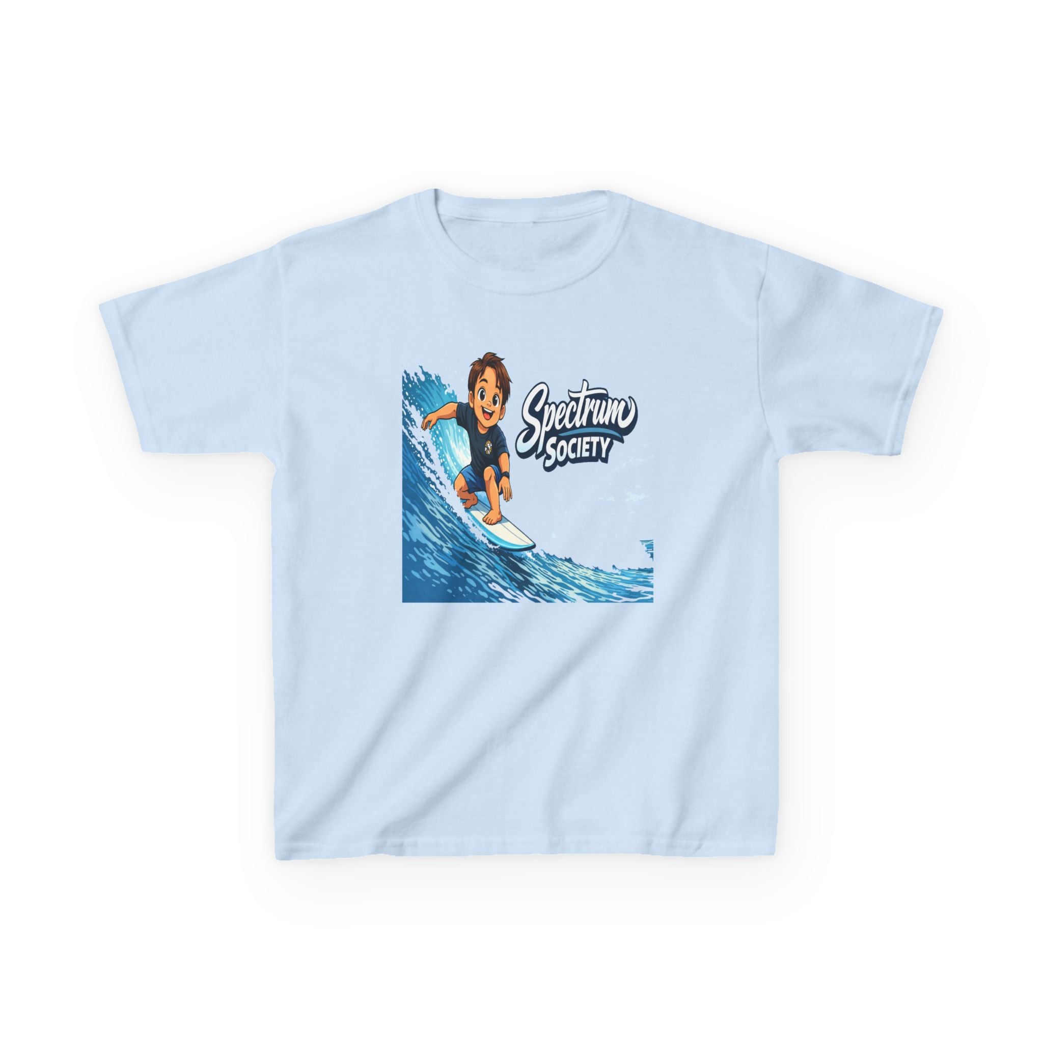 Kids Tee — 'Spectrum Society' Surfing Wave Graphic