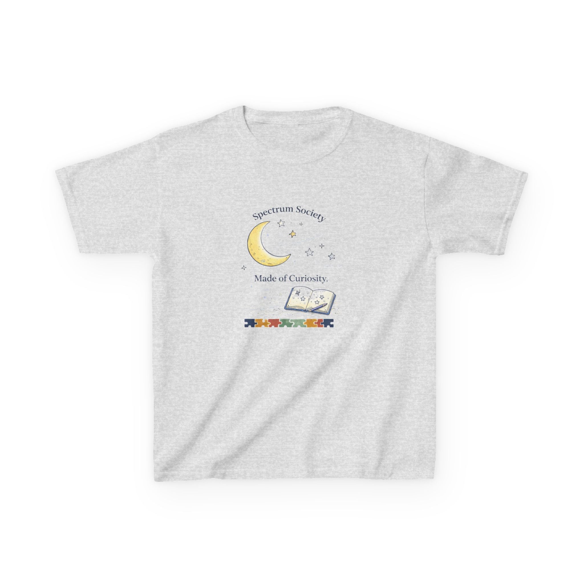 Kids Moon & Paintbook T‑Shirt — 'Spectrum Seeking, Made of Stardust'