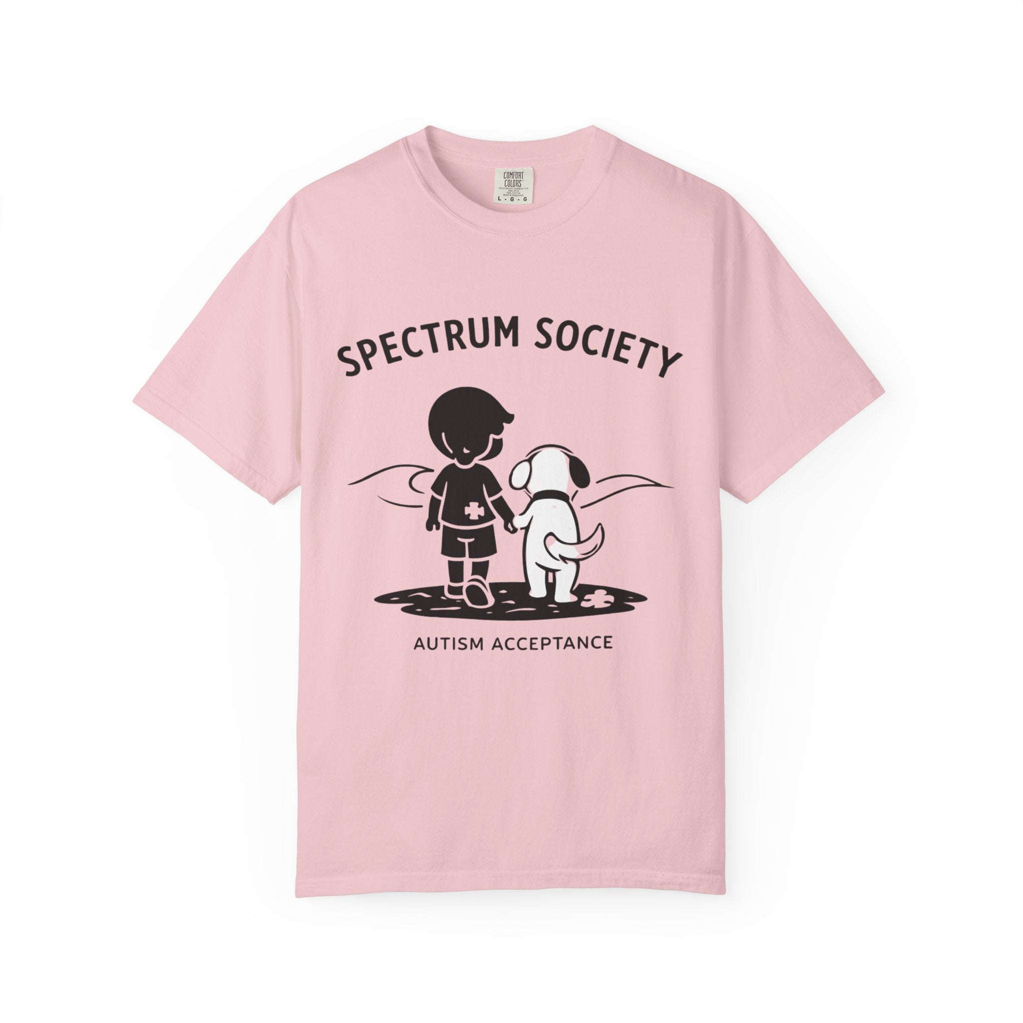 Spectrum Society T-Shirt — Autism Acceptance Tee with Child & Dog Graphic