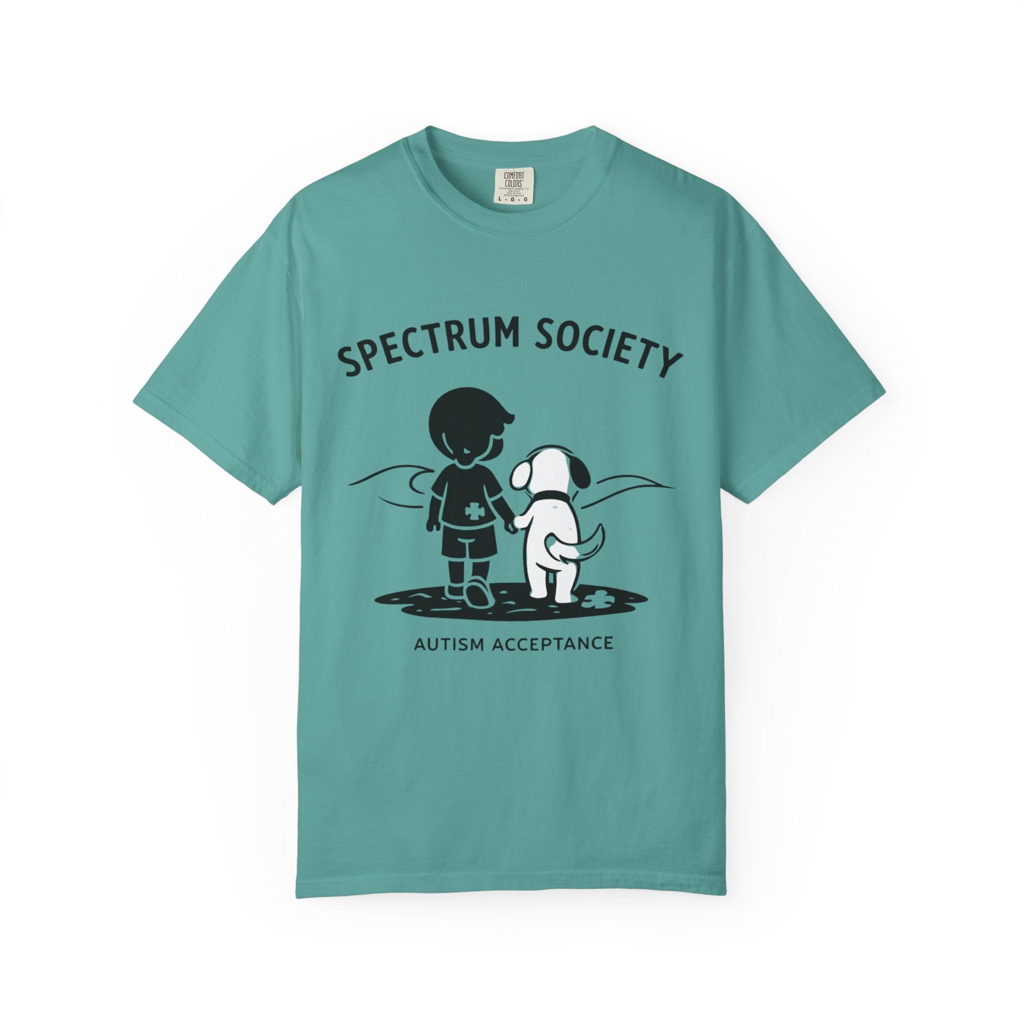 Spectrum Society T-Shirt — Autism Acceptance Tee with Child & Dog Graphic