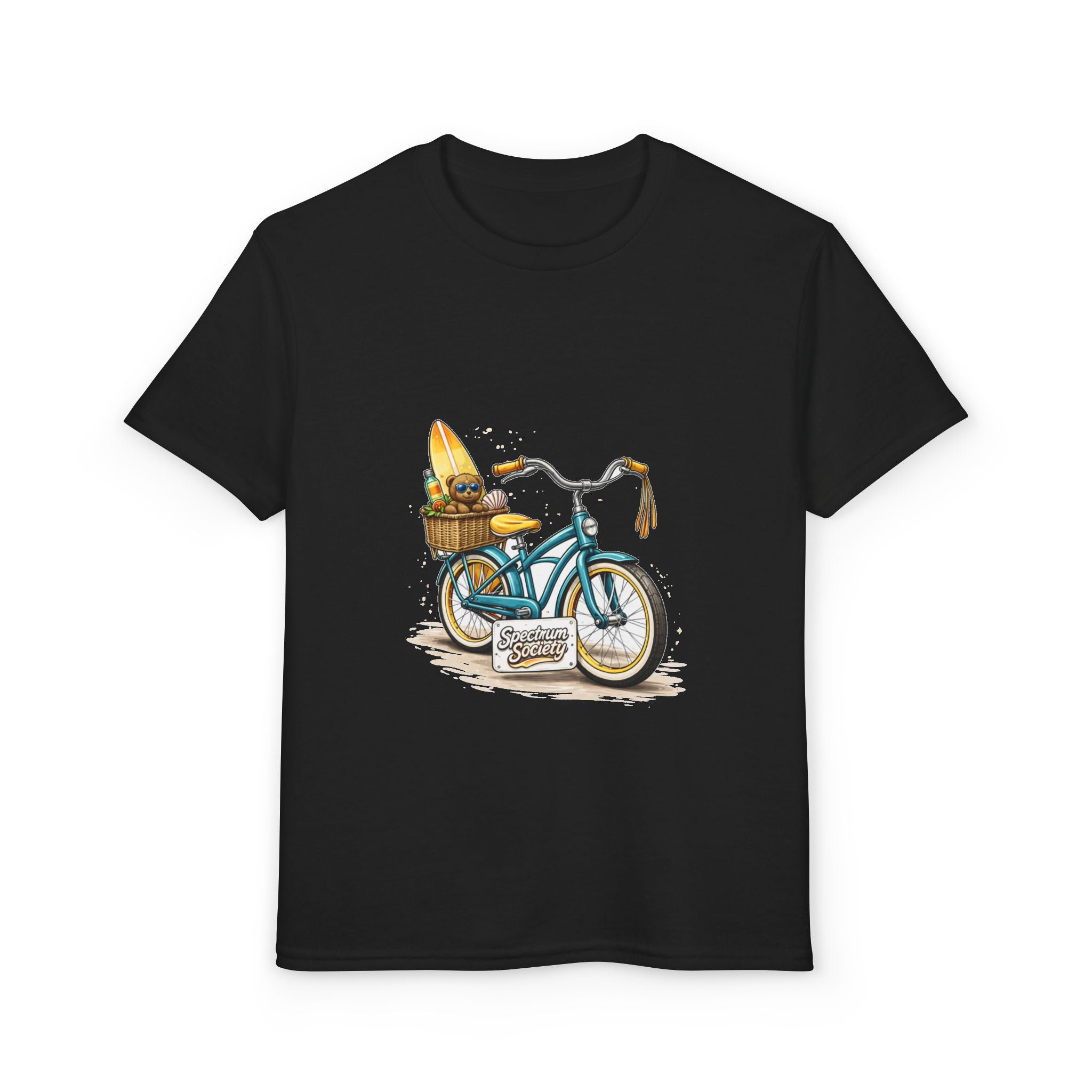 Kids Surfboard Bike T-Shirt – Cute Beach Cruiser Graphic for Youth