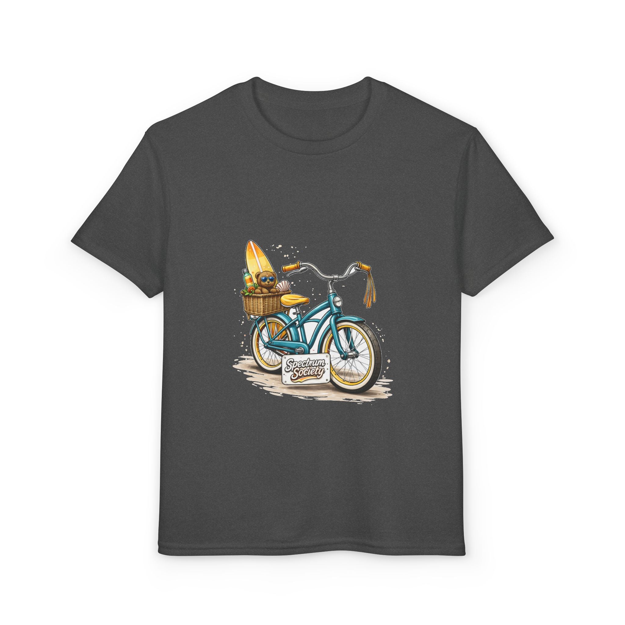Kids Surfboard Bike T-Shirt – Cute Beach Cruiser Graphic for Youth