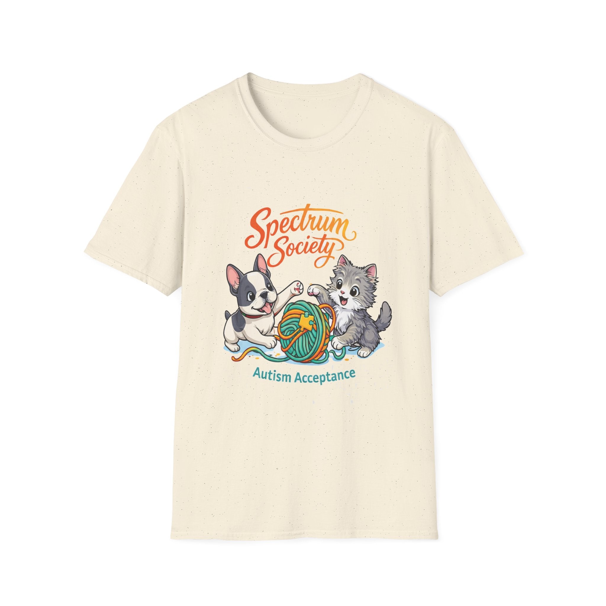 Autism Acceptance T-Shirt — 'Spectrum Society' Cute Cat & Dog Design