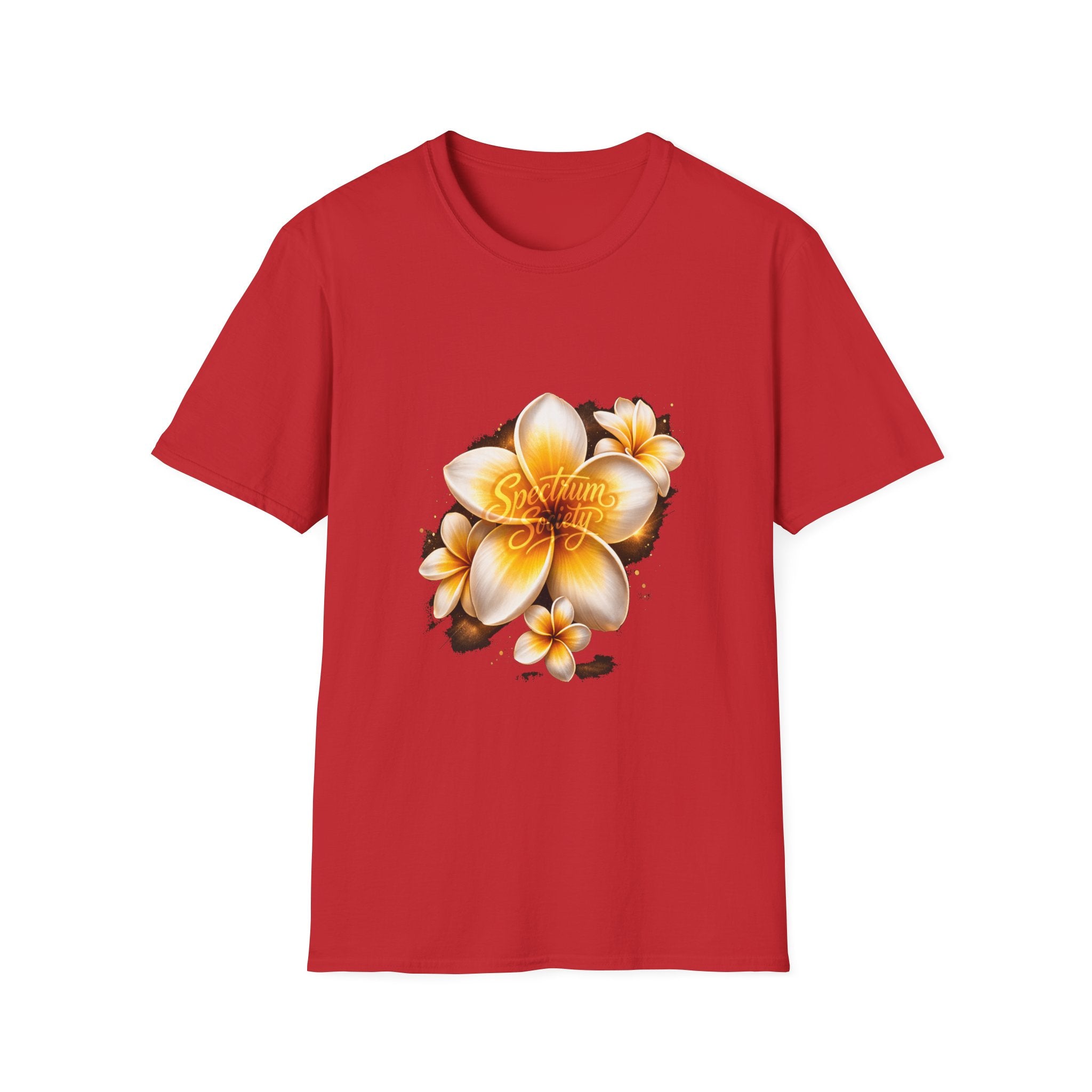 Plumeria Floral T-Shirt — Tropical Yellow Frangipani Design