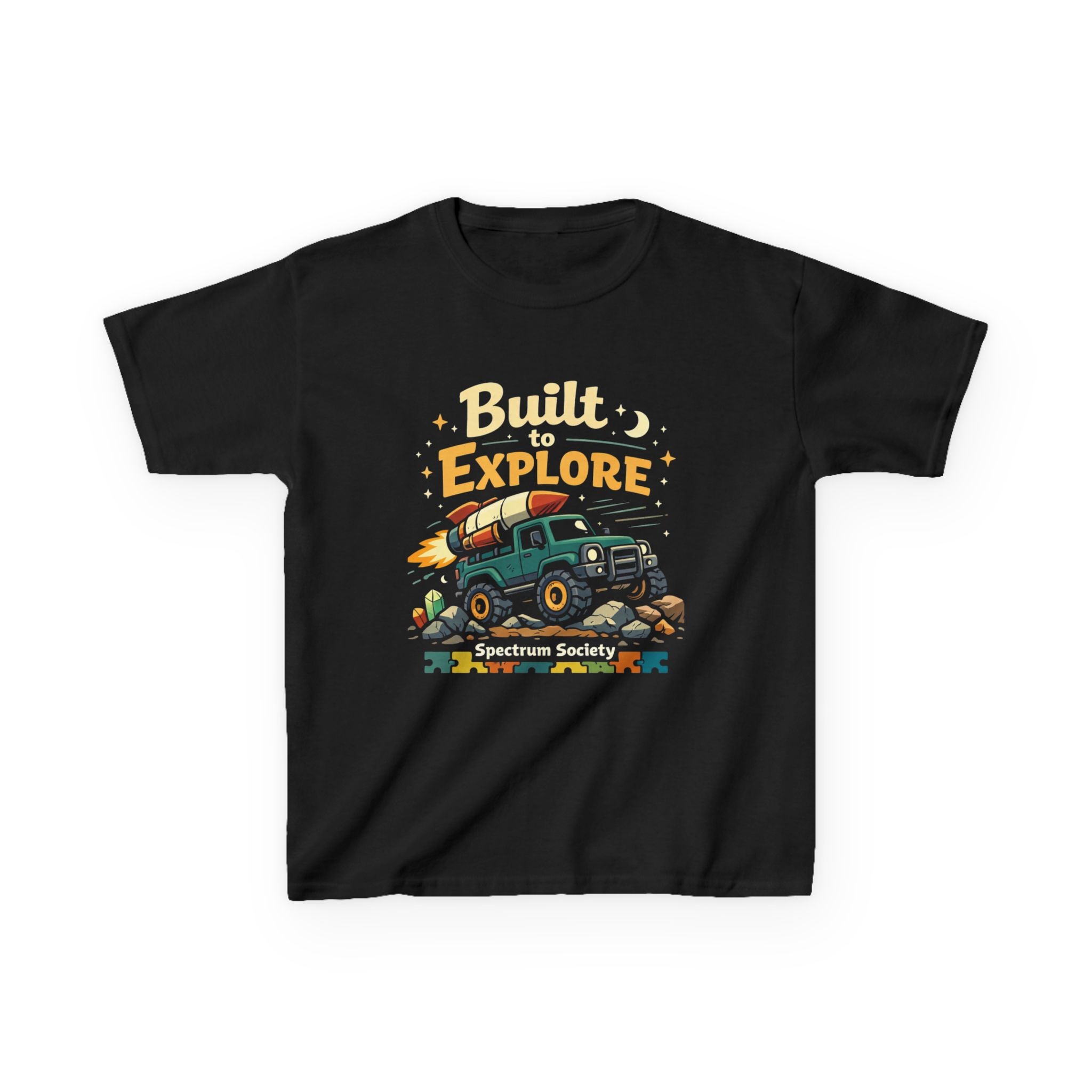 Kids Adventure Tee "Built to Explore" – Off‑Road Truck Camper Shirt