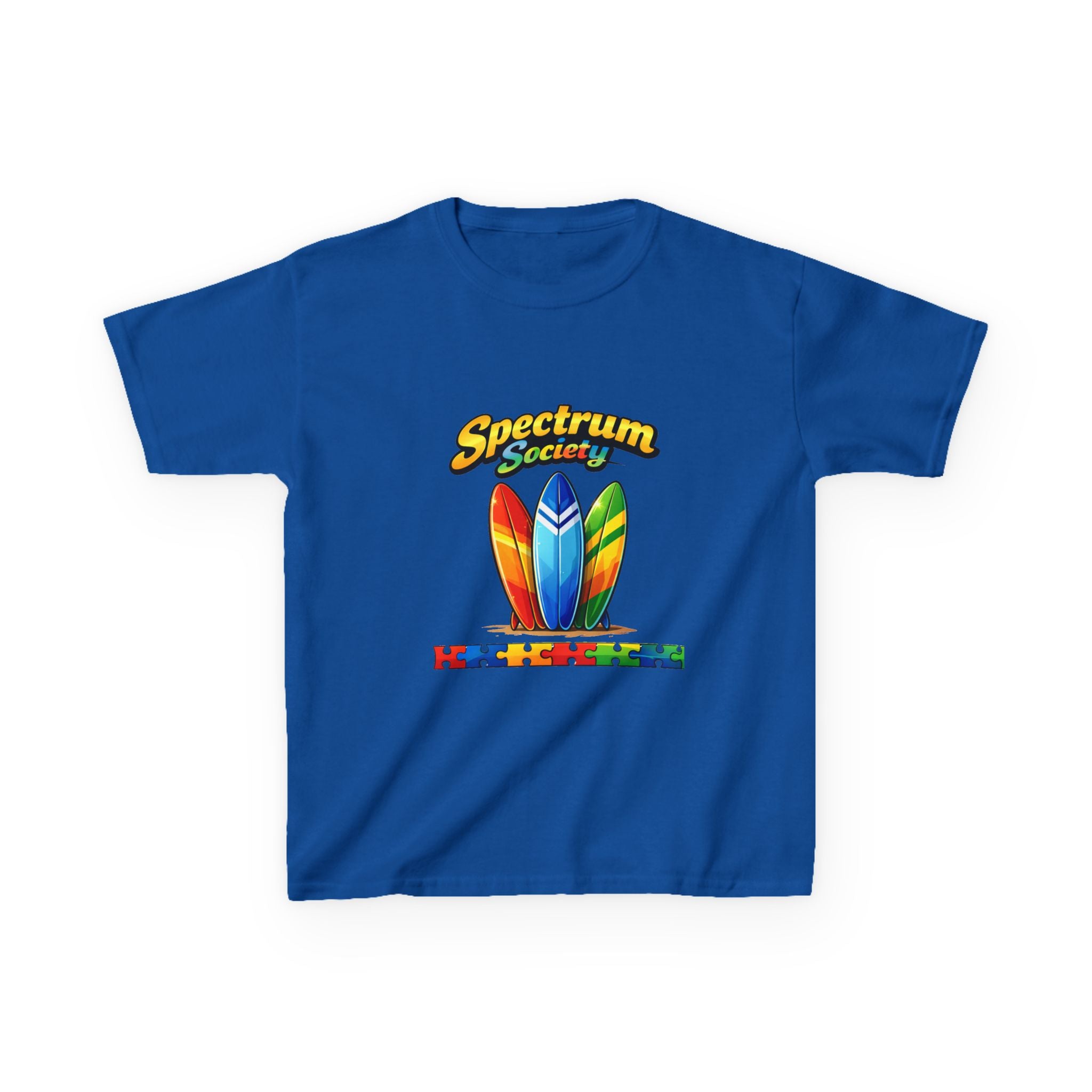 Kids Tee — 'Spectrum Society' Colorful Surfboard Autism Awareness Shirt