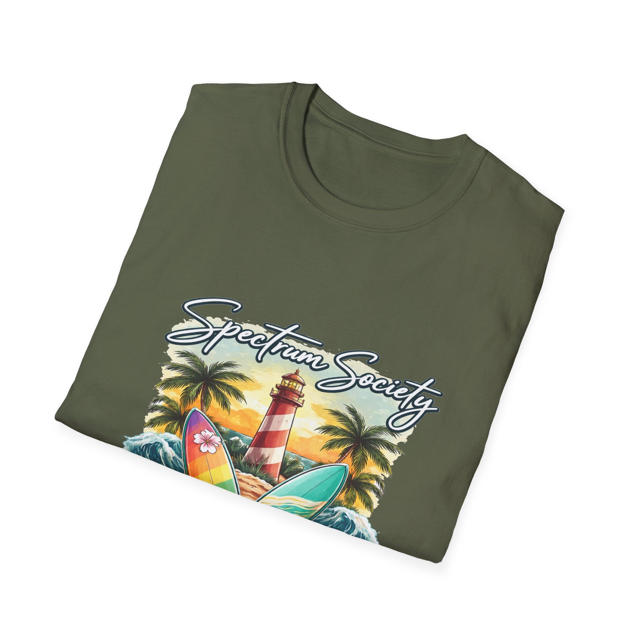 Autism Acceptance Surf Tee — Lighthouse & Surfboards Beach Graphic T-Shirt